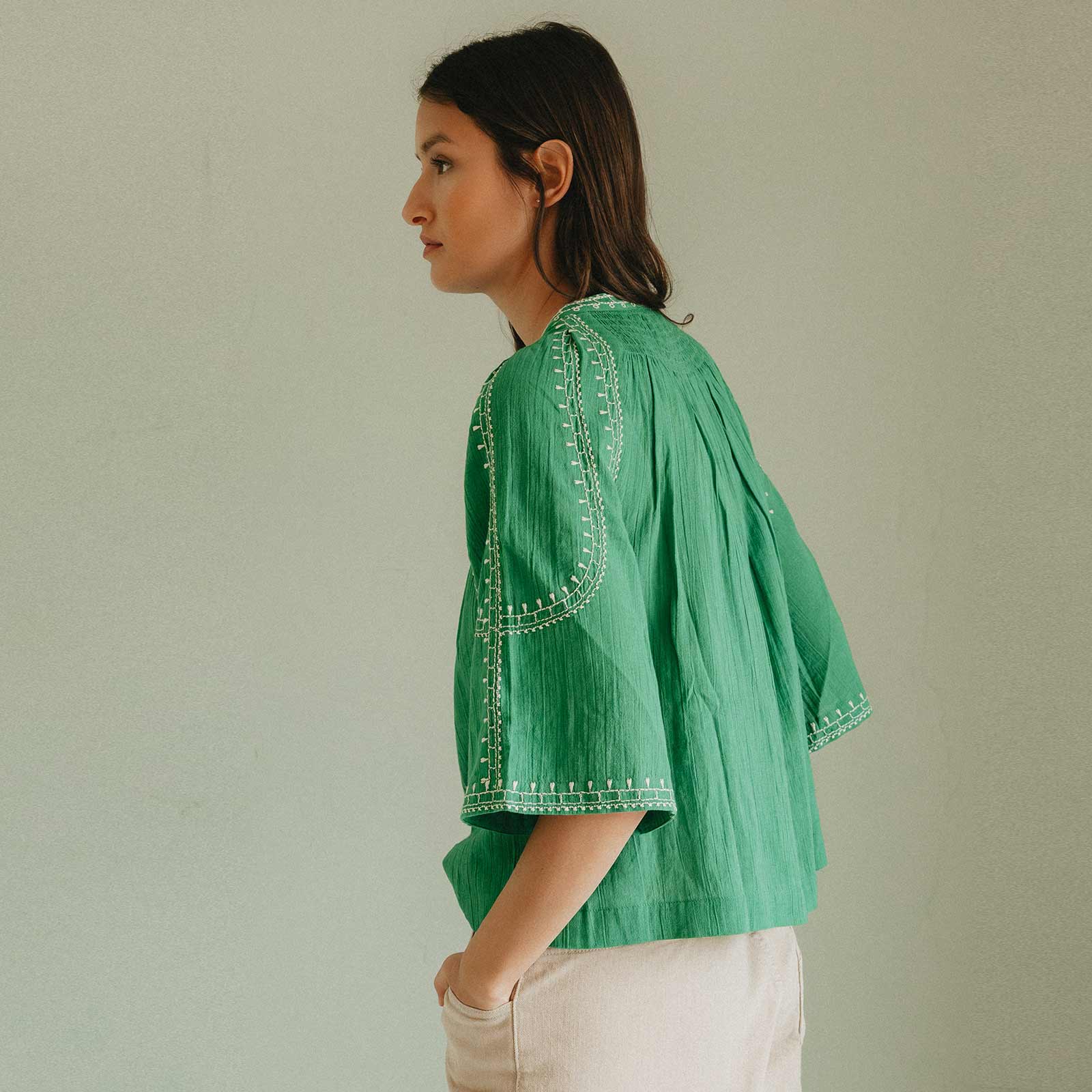 Cotton Blouse verde INDI&COLD