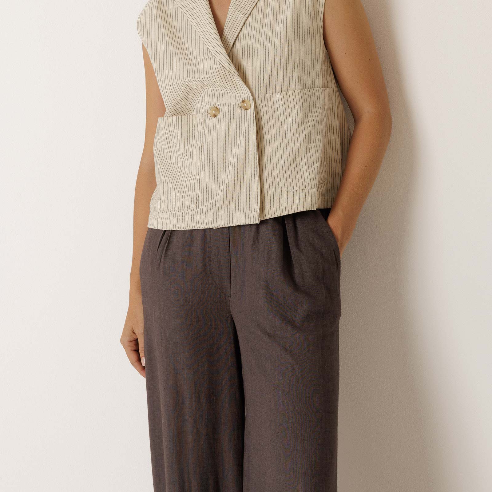 Embroidered Wide Leg Pants carbón INDI&COLD