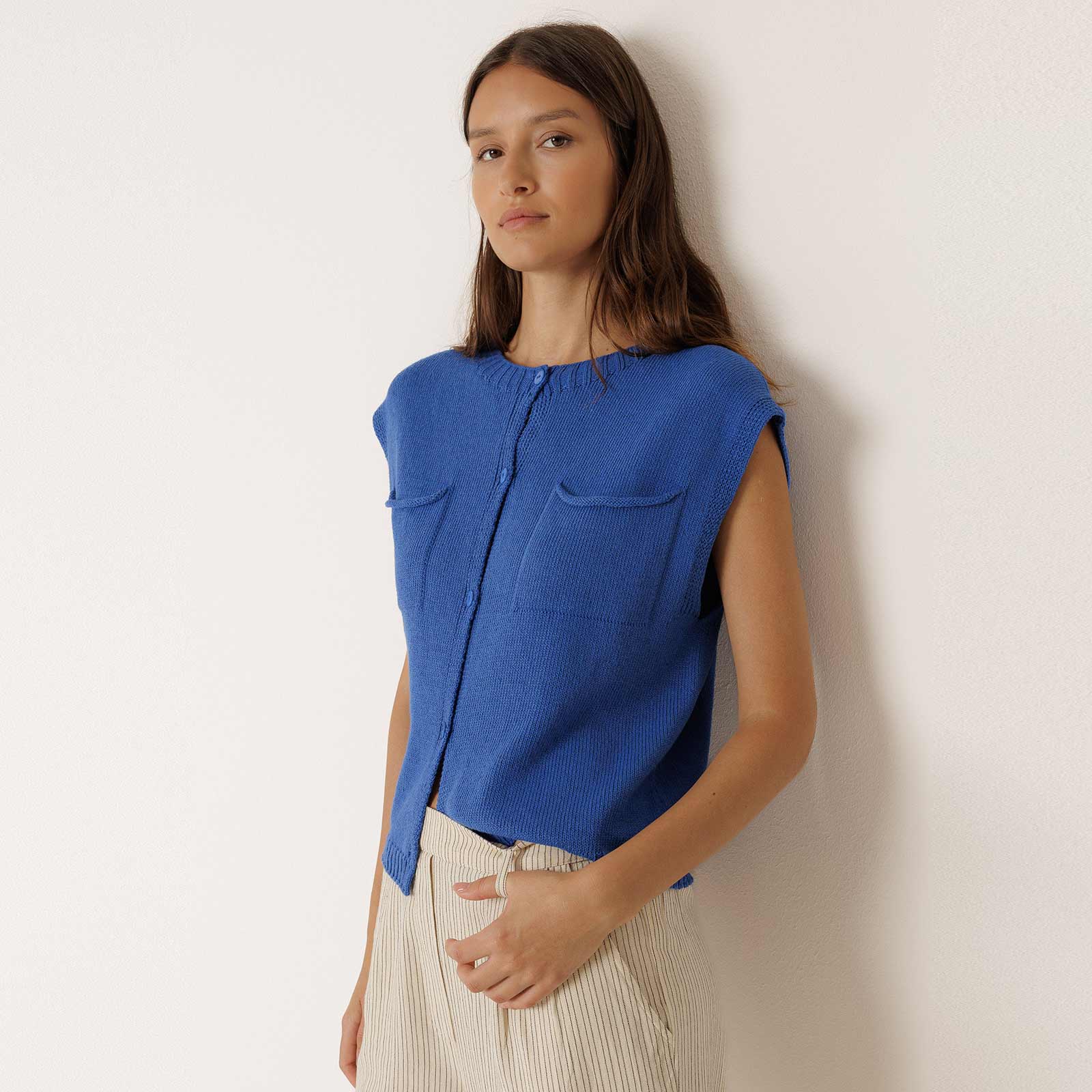 Knit Vest azul britanico INDI&COLD