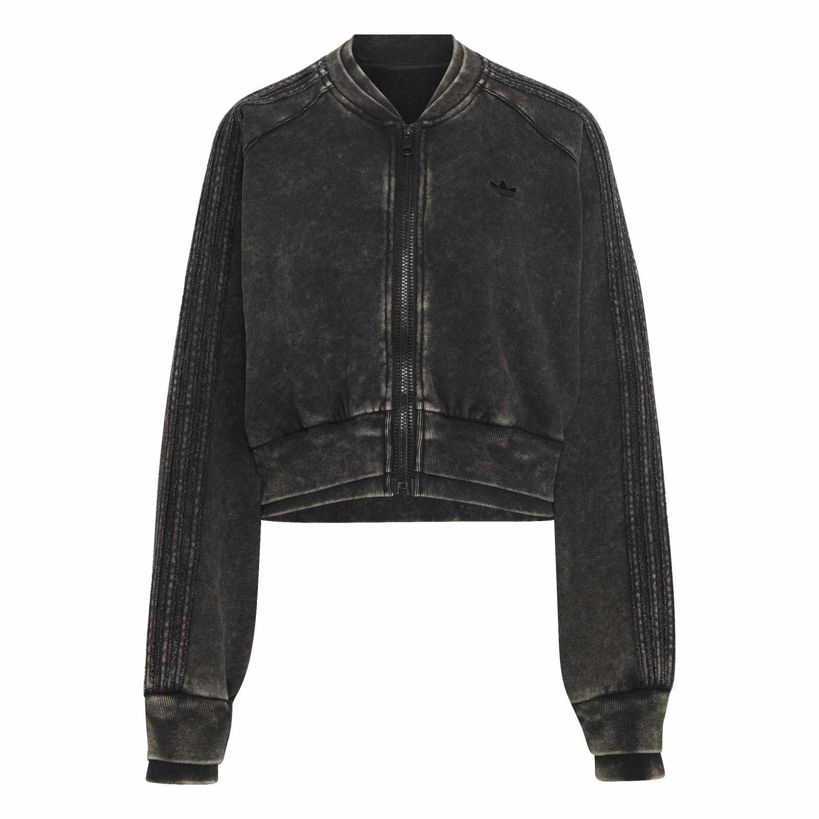 SST Double Layered Cropped Track Top black