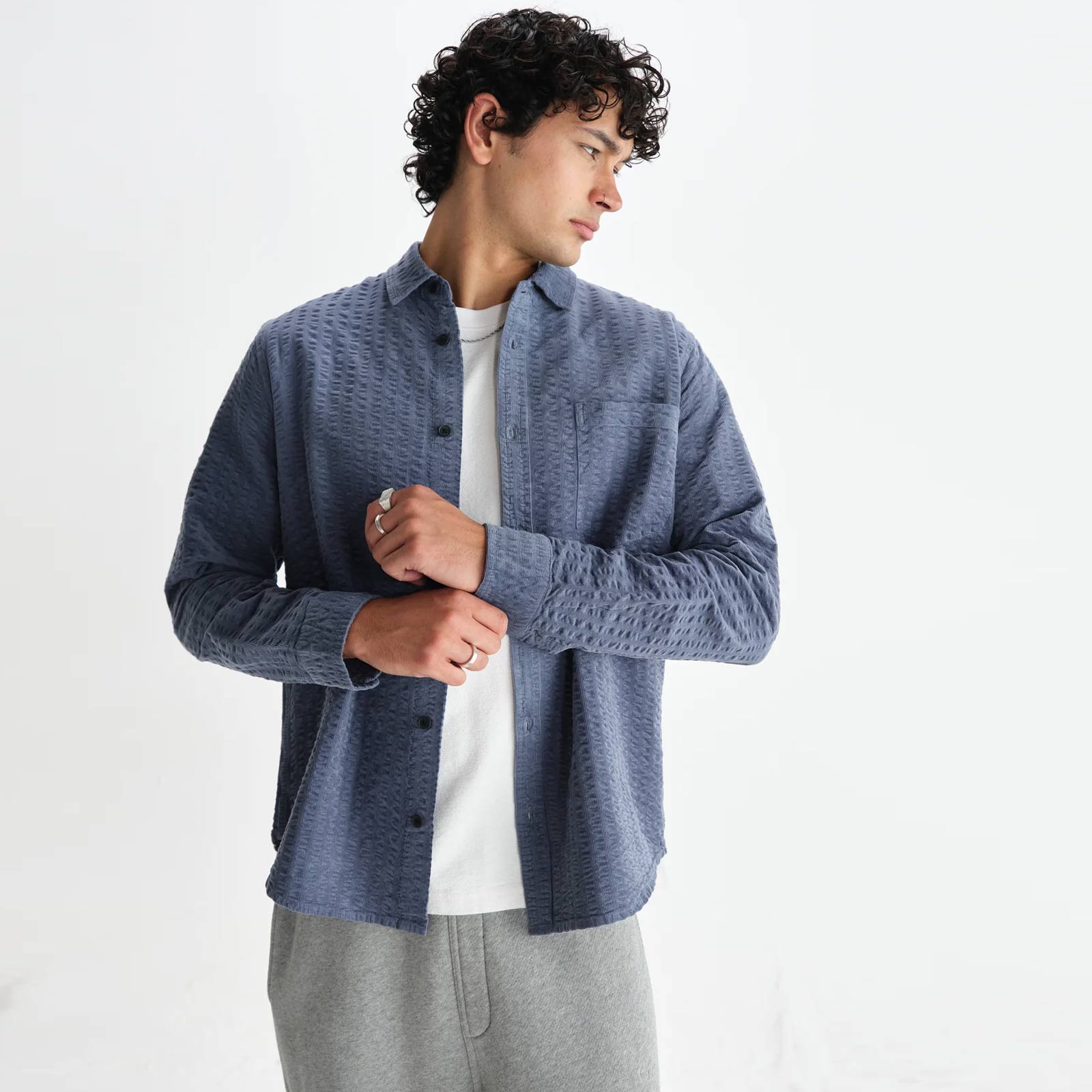 Shelly Shirt Seersucker Cord blue Wax London