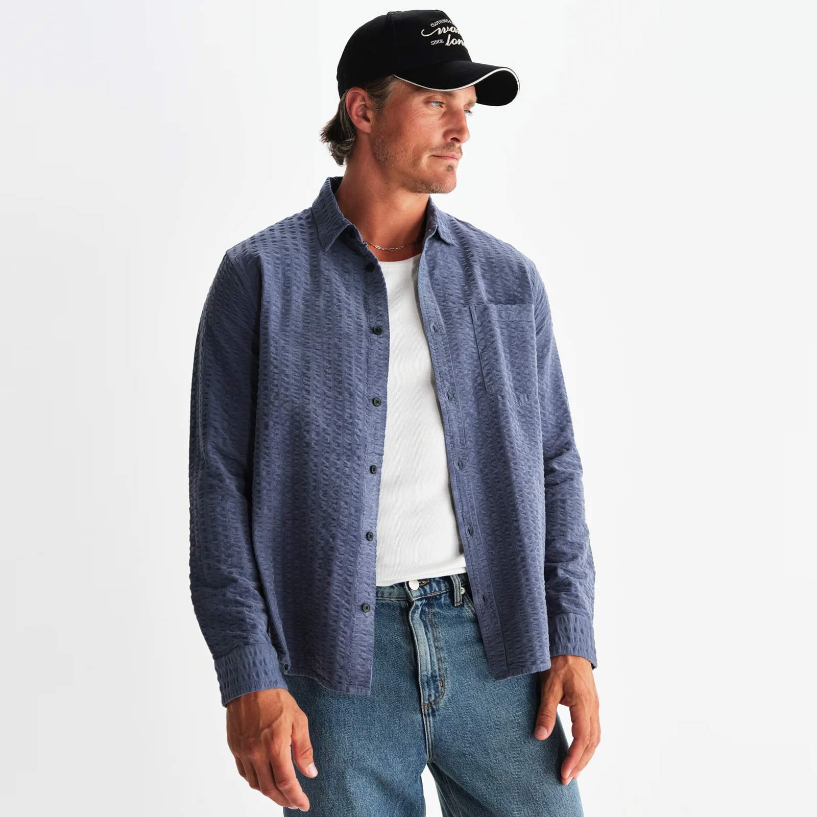 Shelly Shirt Seersucker Cord blue Wax London