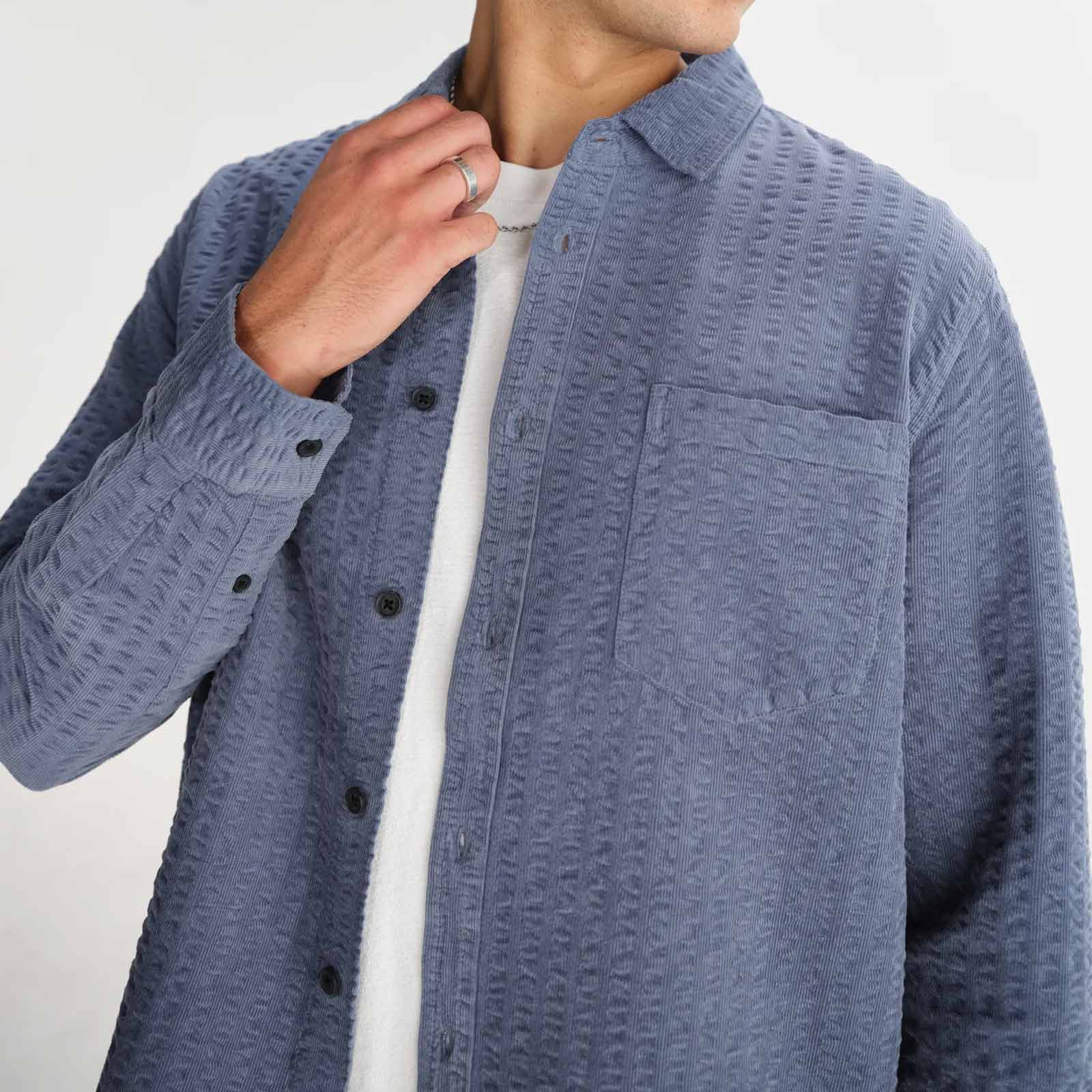 Shelly Shirt Seersucker Cord blue Wax London