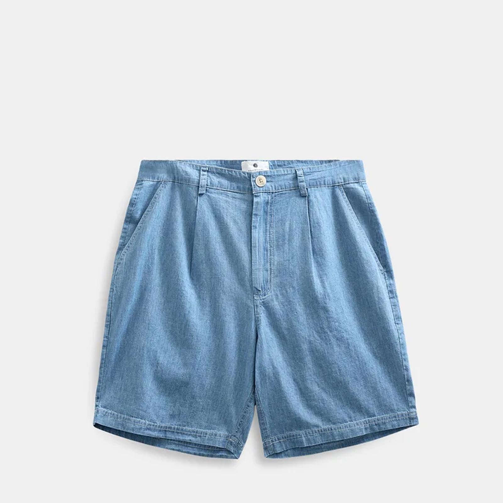 Akjan Chambray Shorts medium blue denim Anerkjendt