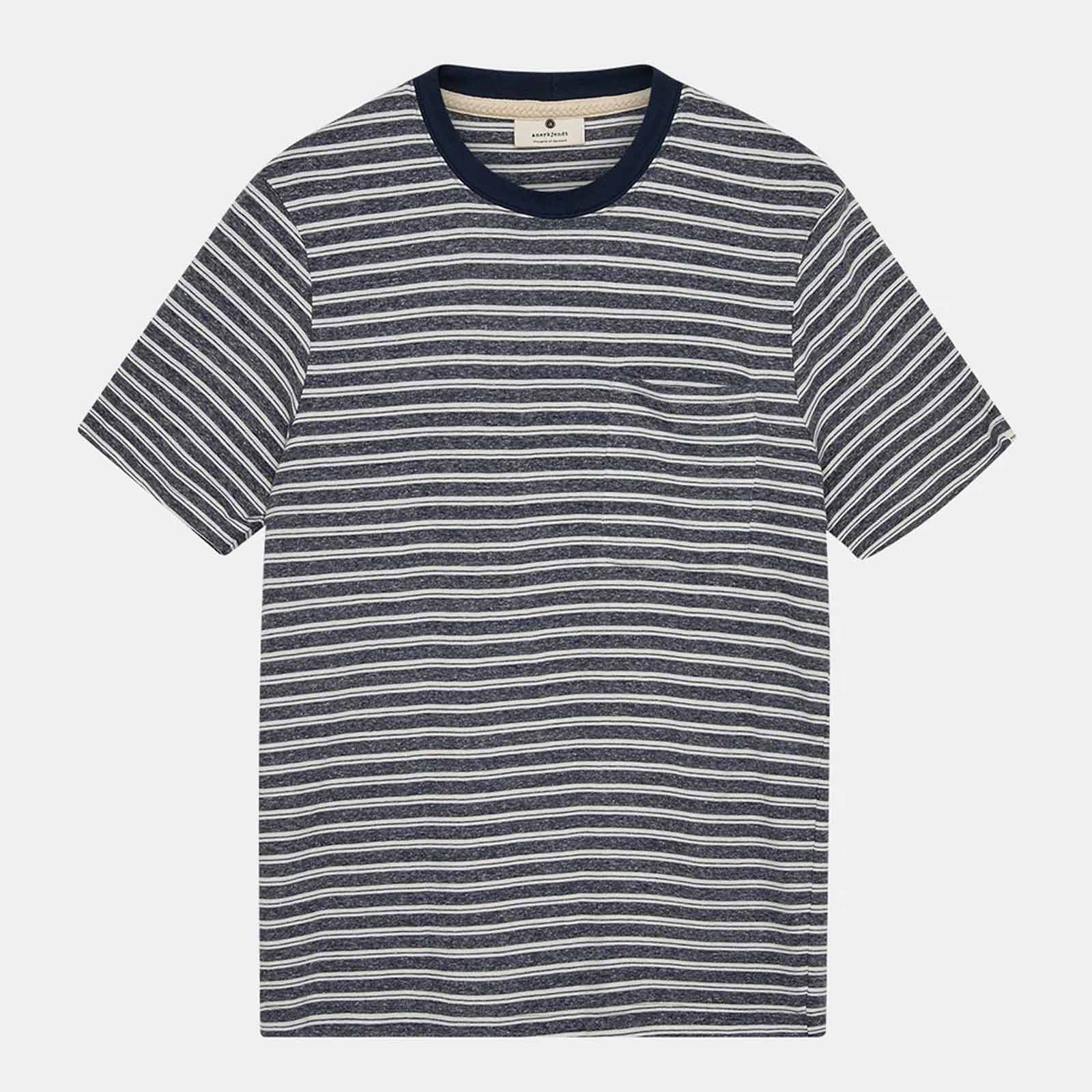 Akkikki Cot/Linen Stripe Tee 3059 sky captain