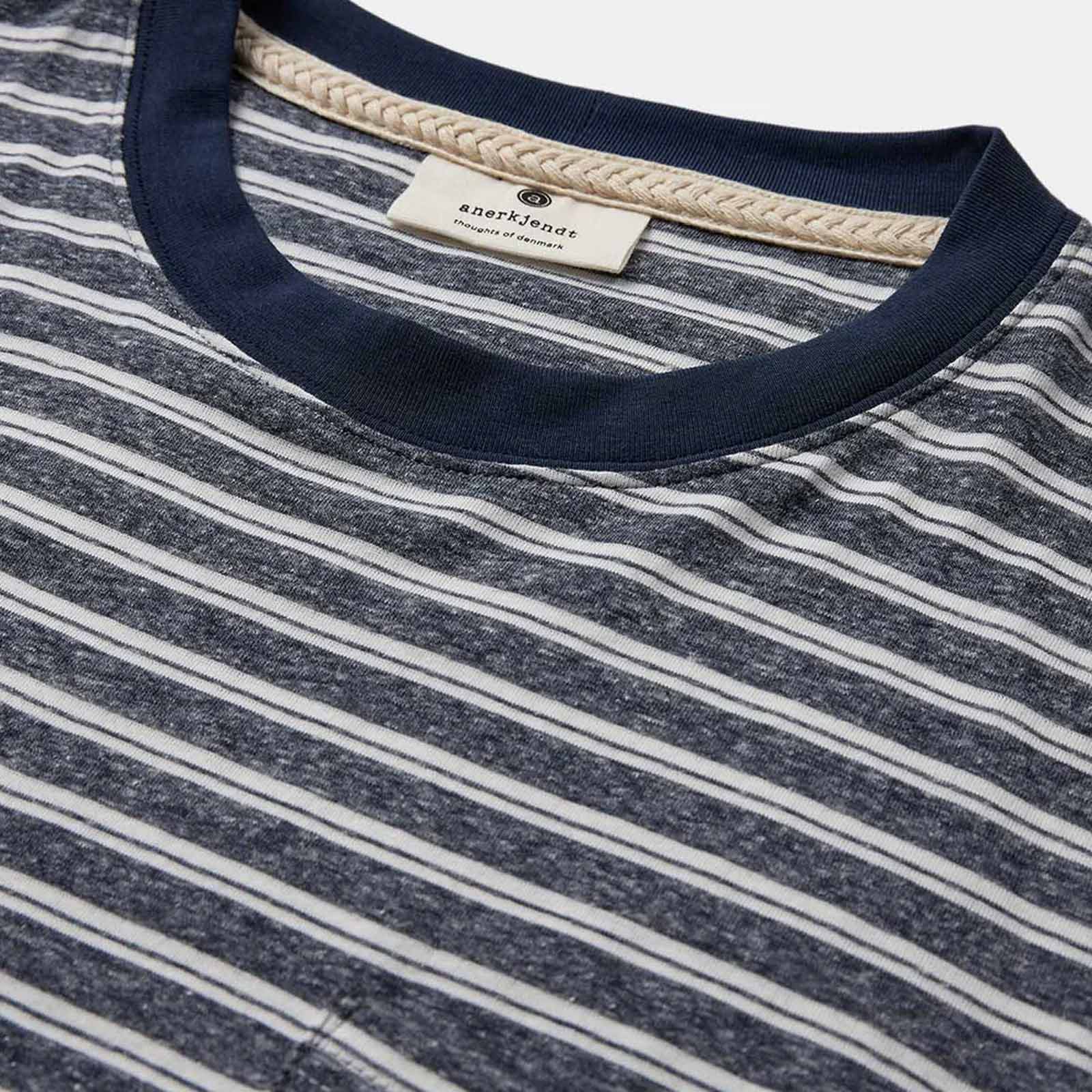 Akkikki Cot/Linen Stripe Tee 3059 sky captain
