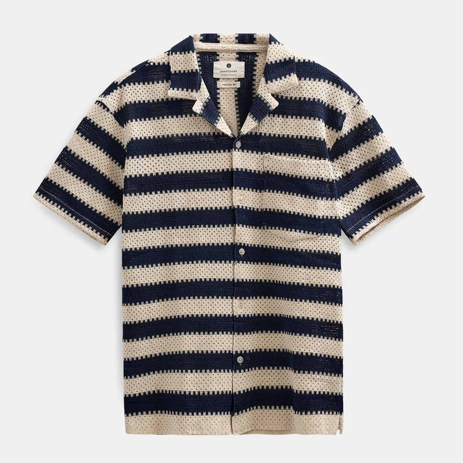 Akleander Stripe Lace S/S Shirt tofu Anerkjendt
