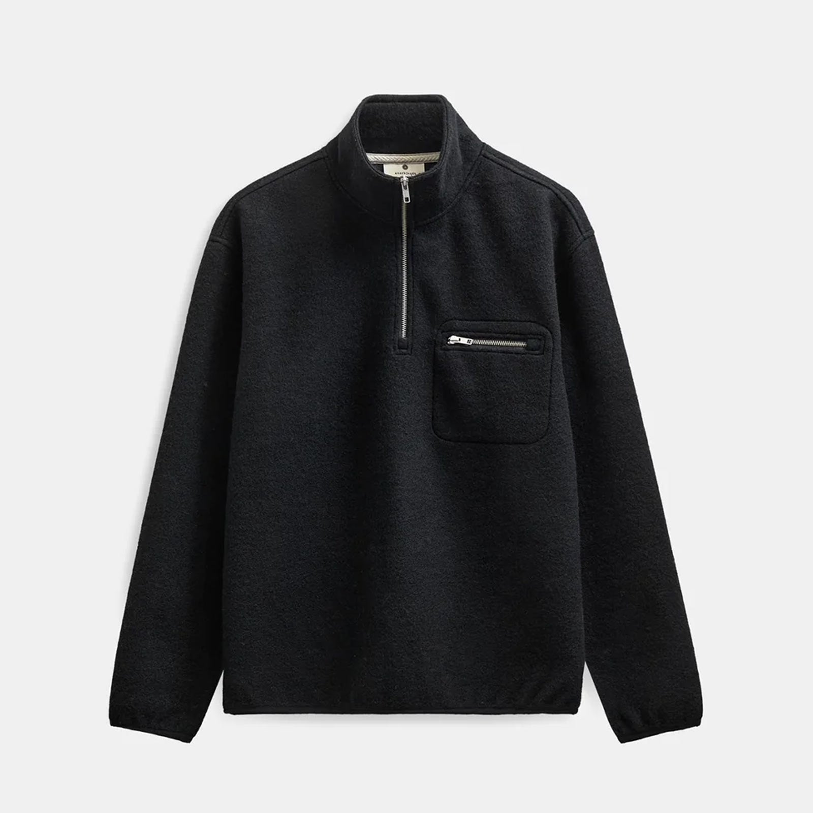 Aktoni Half Zip Boiled Wool OS caviar