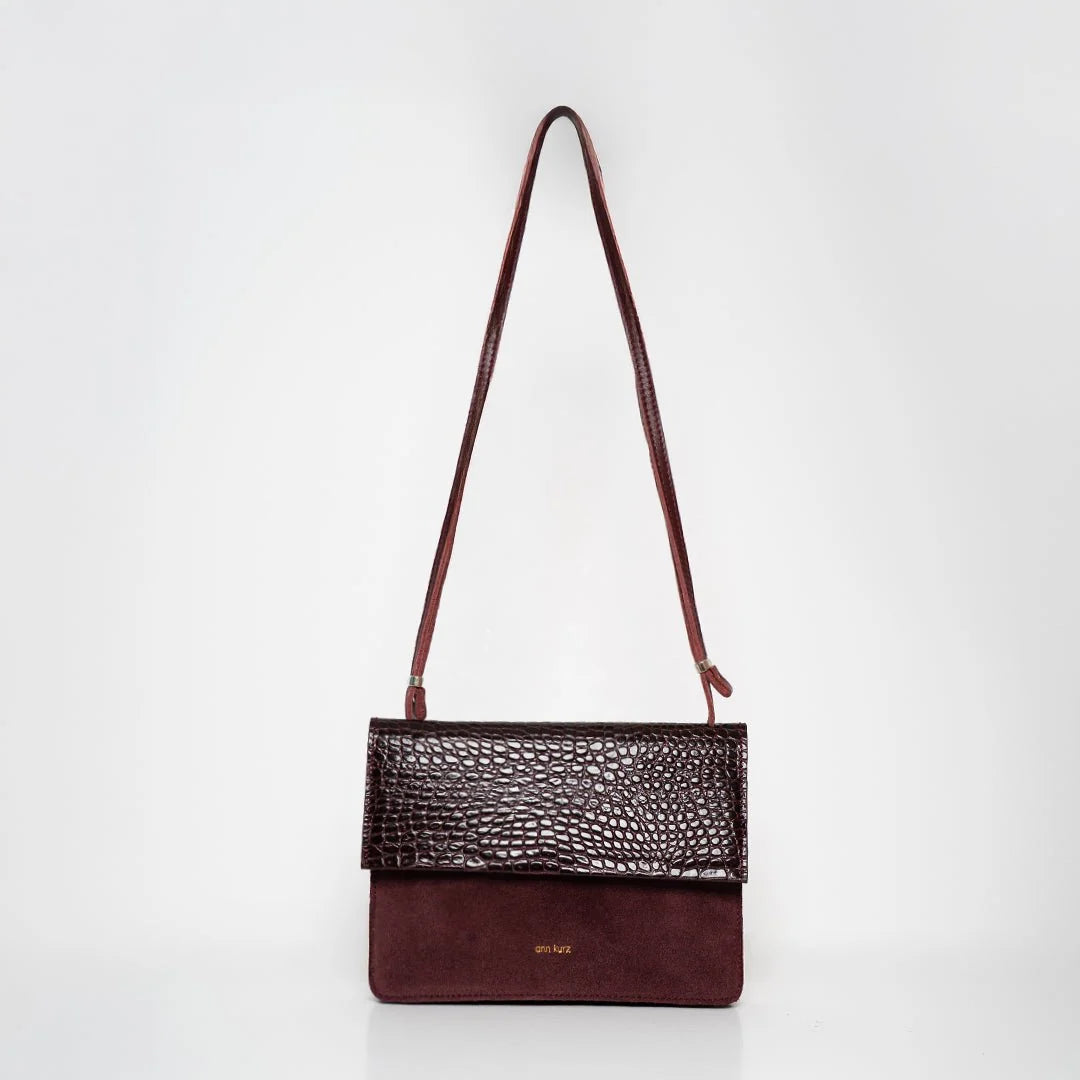 Medium Phone Bag Croco Matt Mix burgundy