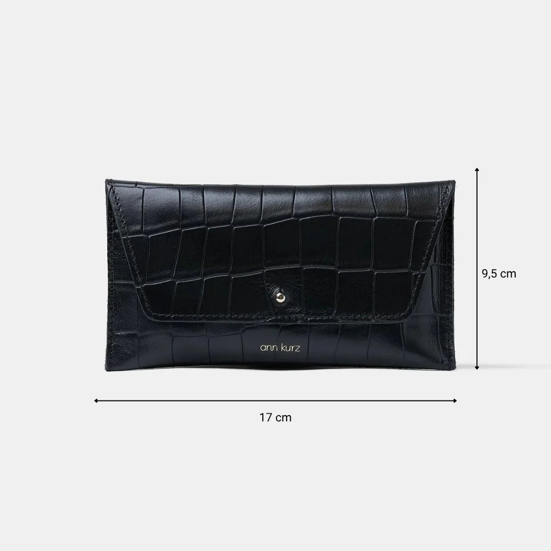 Mini Envelope Wallet Croco Matt black