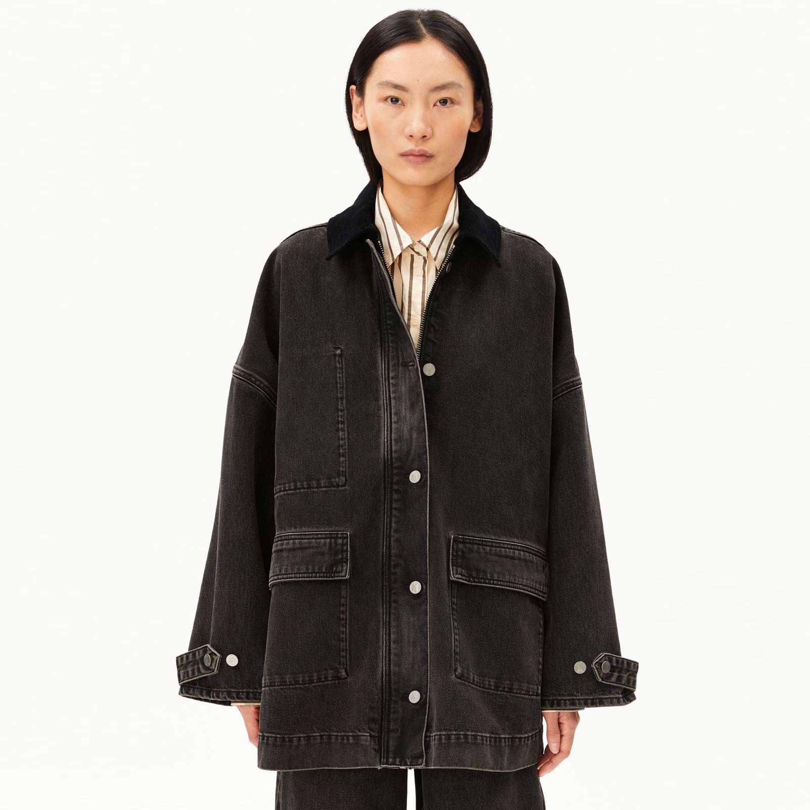 Cord Collar Denim Jacket nutmeg