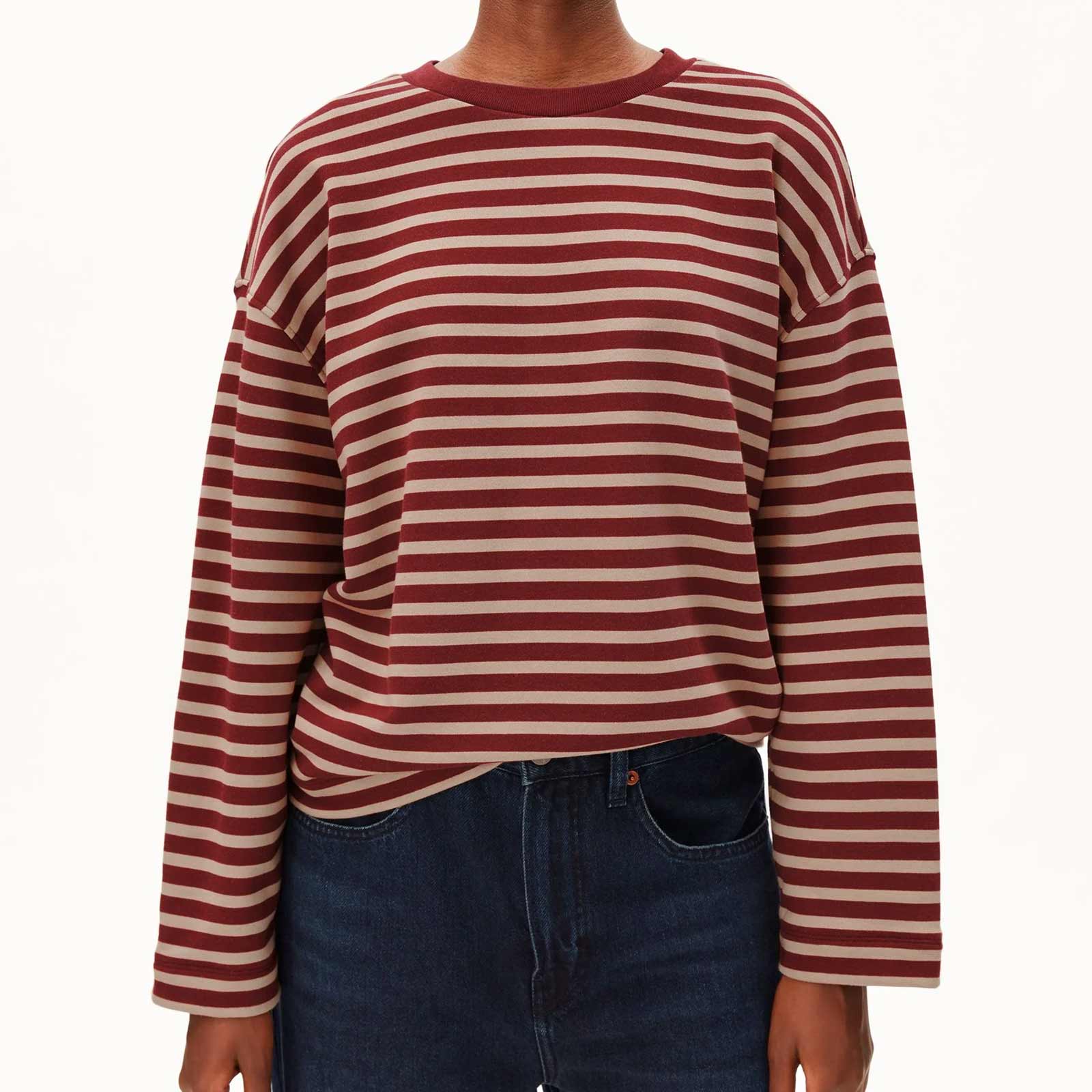 Frankaa Maarlen Stripe Sweatshirt velvet red/honey reed