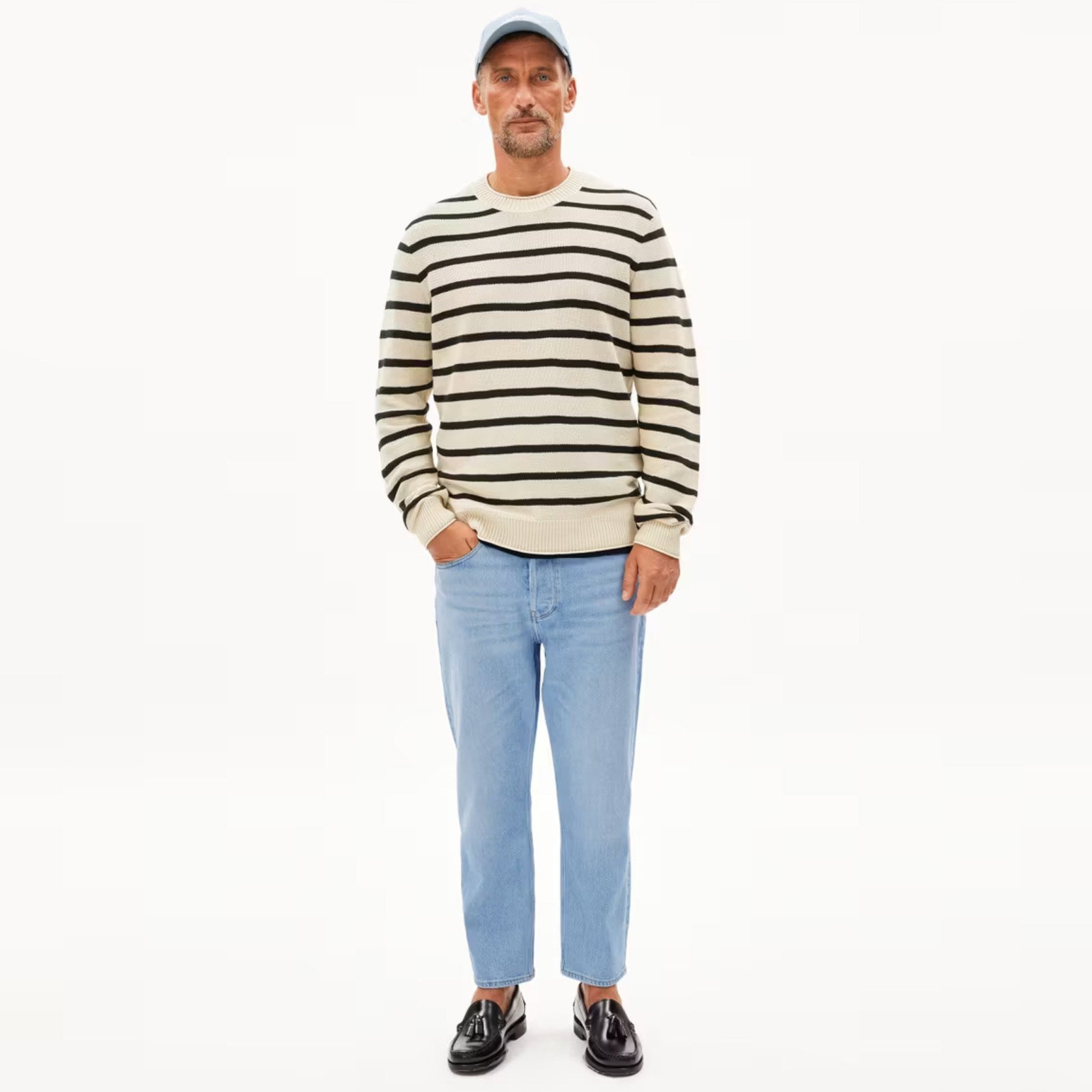 Ajaani Lino Stripes Jumper raw white/black