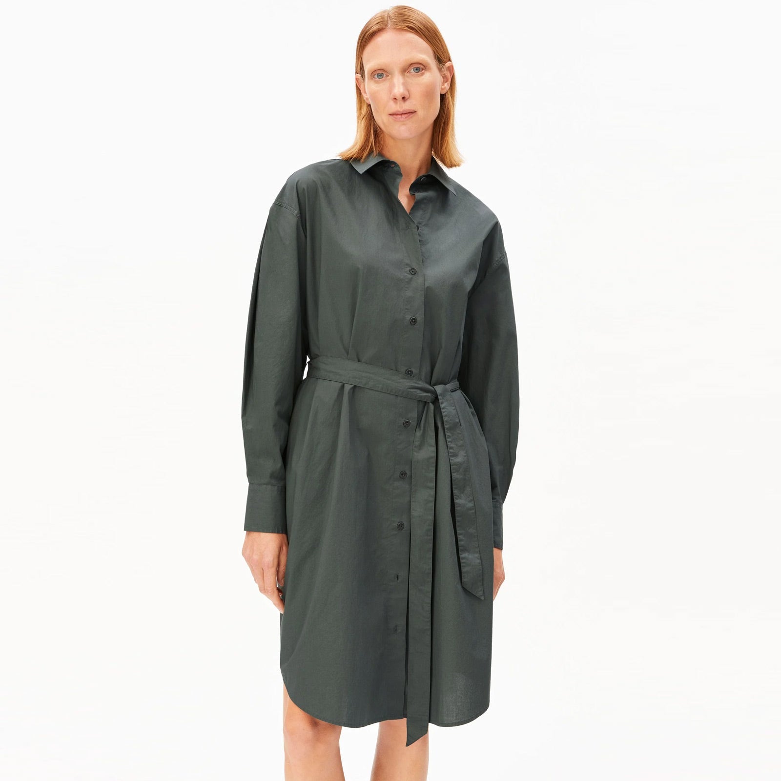Barrel Sleeve Poplin Dress space steel Armedangels