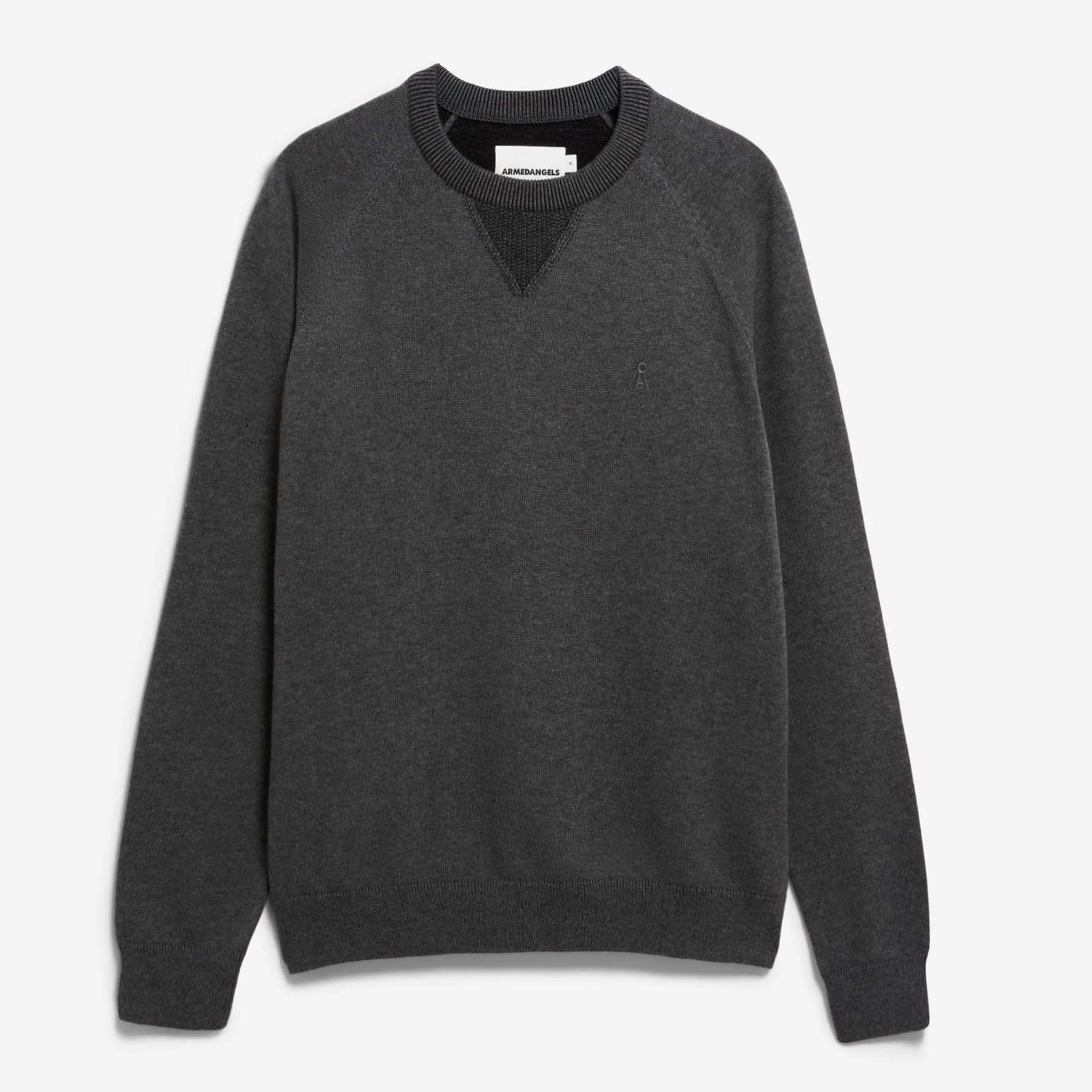 Cotton Knit Sweater mid silver melange-black