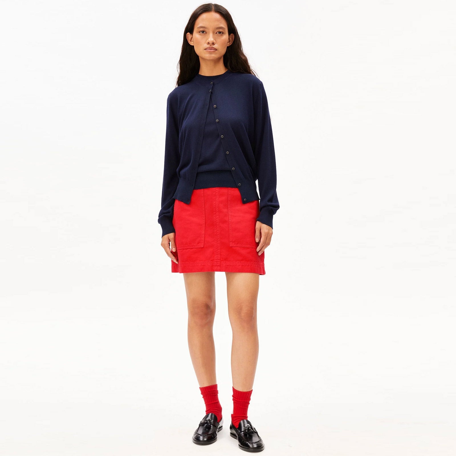 Fine Knit Cardigan tinted navy Armedangels