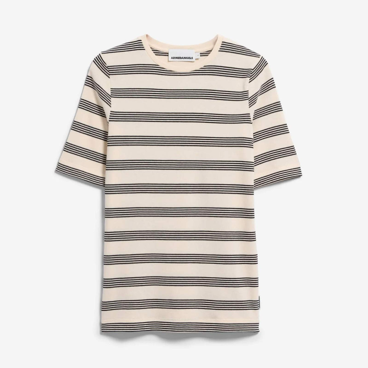 Jaanisara Fine Stripe T-Shirt oatmilk/black
