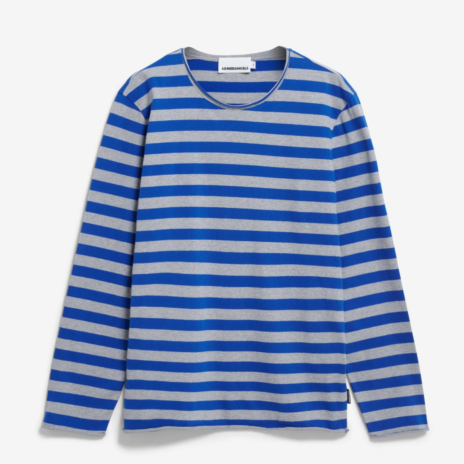 Maarkos LS Stripes Br Tee silver melange/dark wave Armedangels