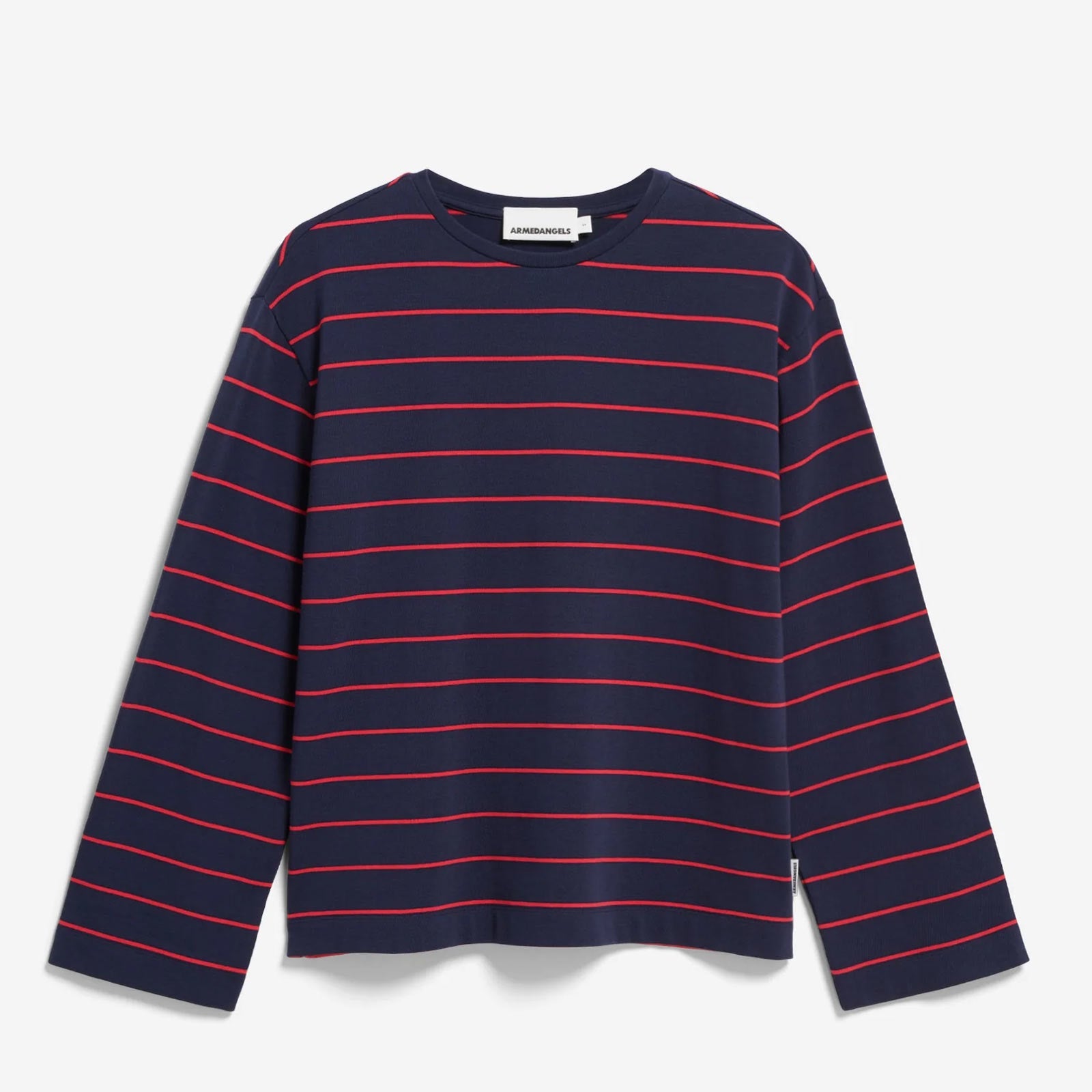 Marynaa Fine Stripe Jumper tinted navy/candy apple Armedangels