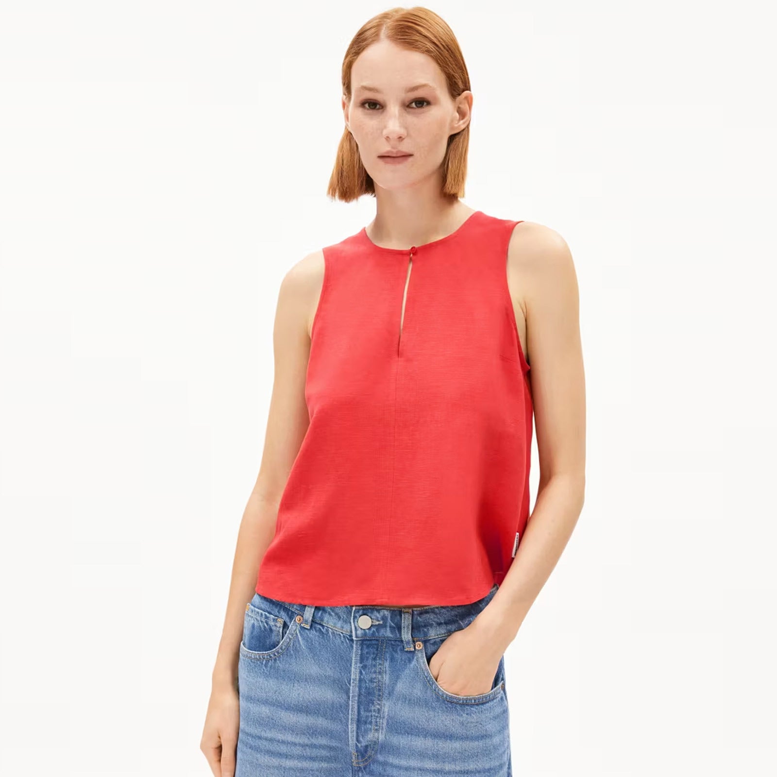 Rafalaa Lino Top coral blush