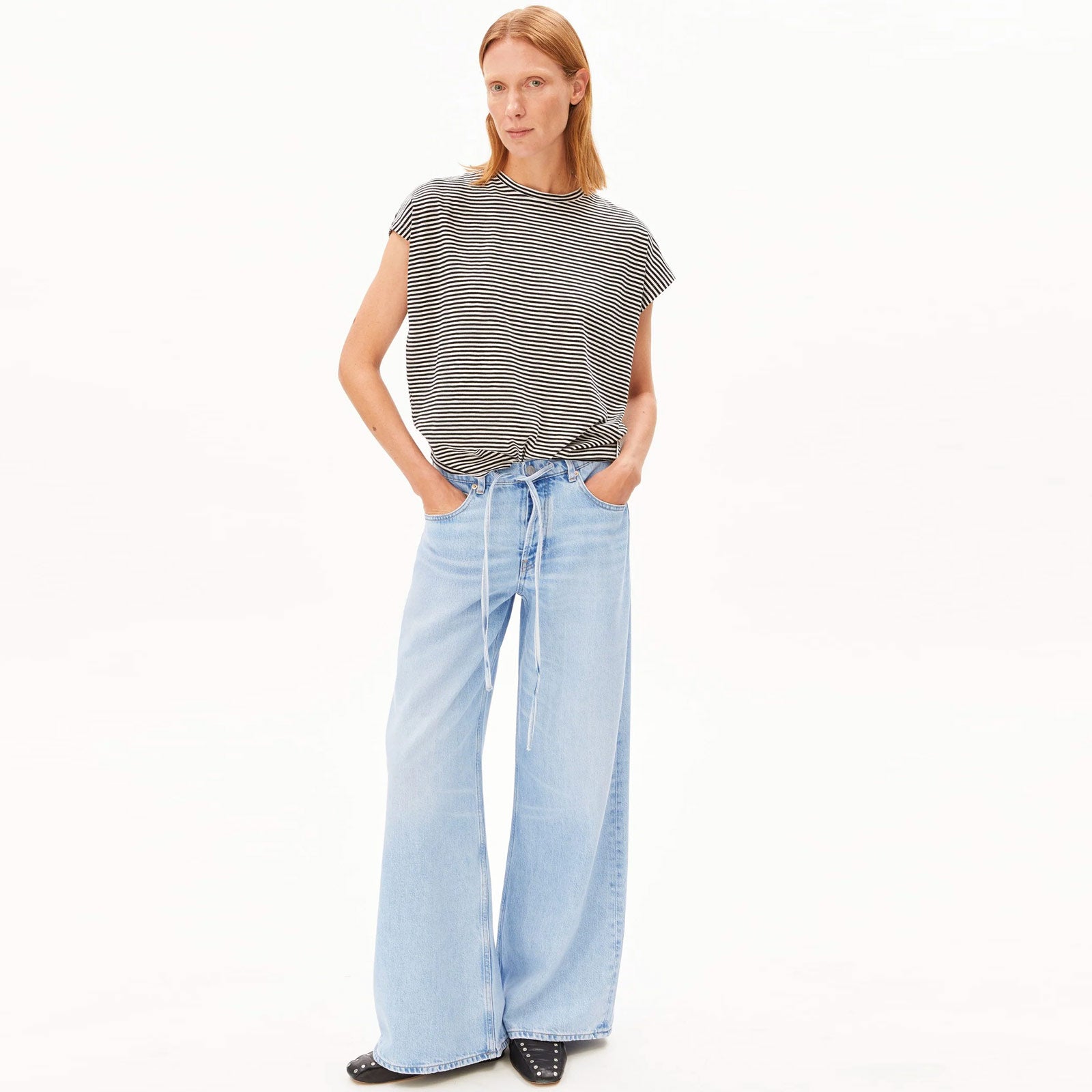 Slub Jersey Stripe Tee black/oatmilk