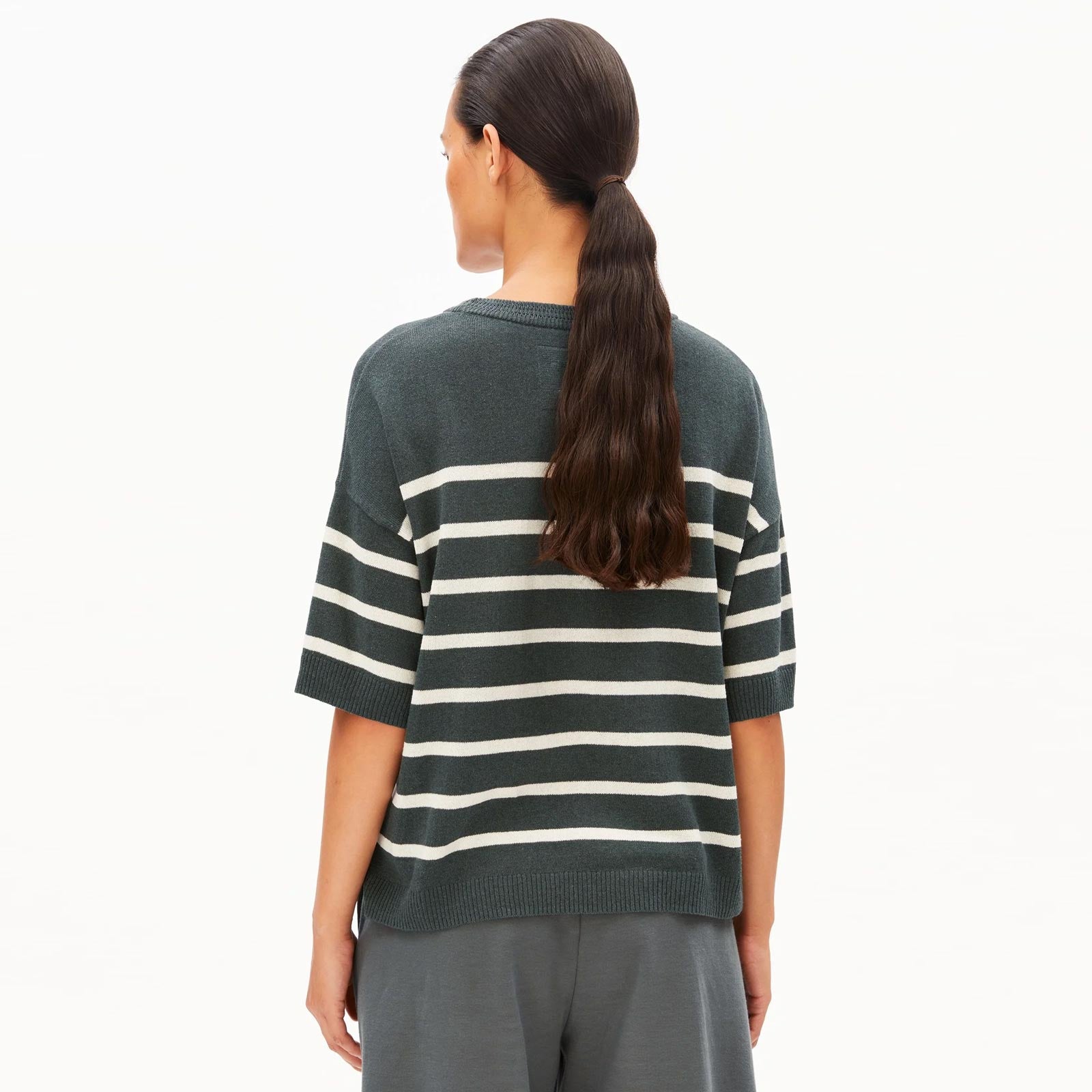 Stripe Linen Blend Sweater space steel undyed Armedangels