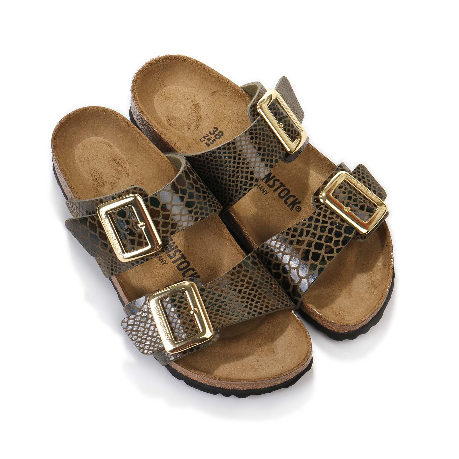 Sydney Cushion Buckle Narrow Fit shiny snake sage Birkenstock