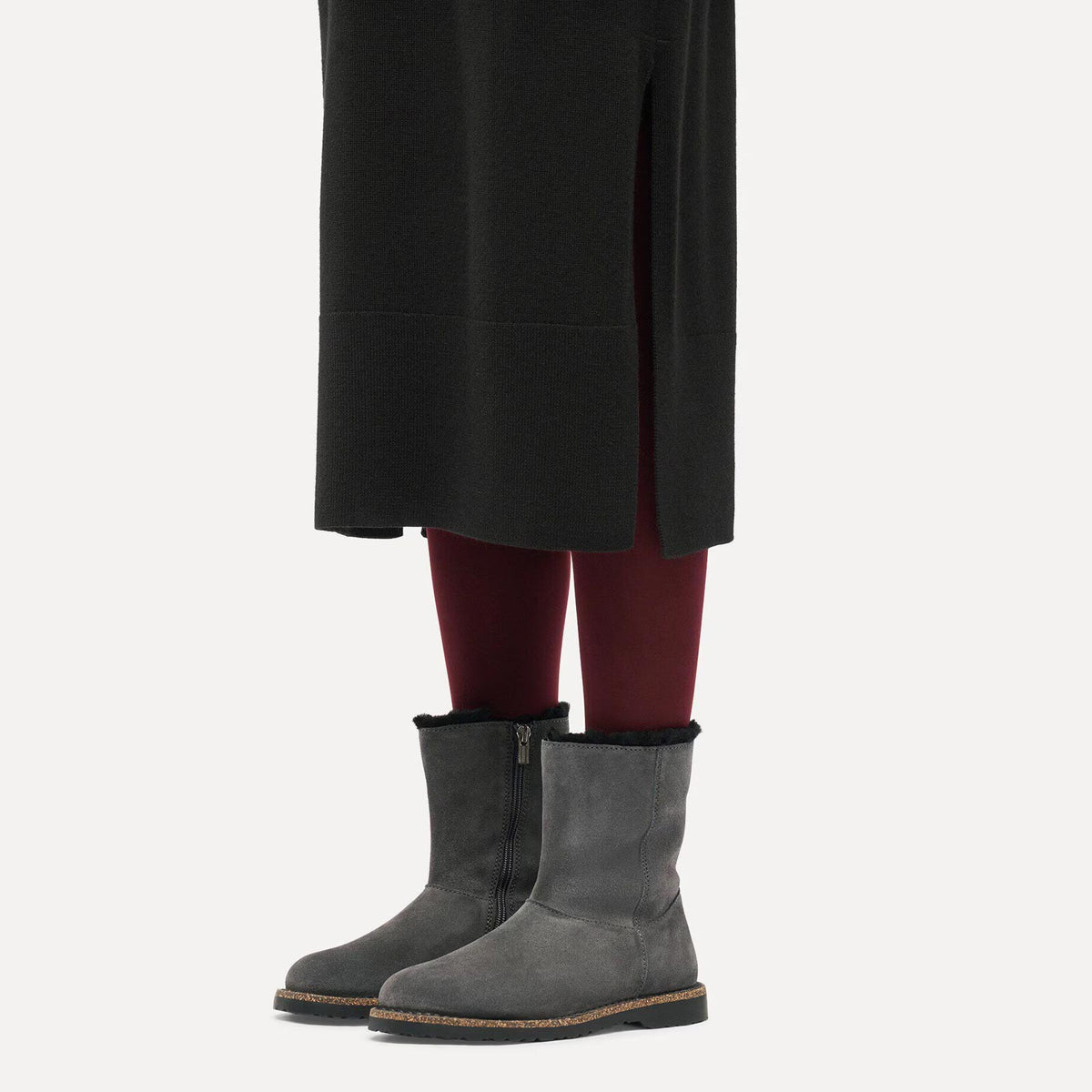 Uppsala Zip Shearling Boots Narrow Fit charcoal