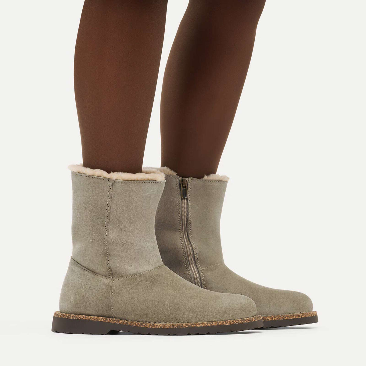 Uppsala Zip Shearling Boots Narrow Fit taupe