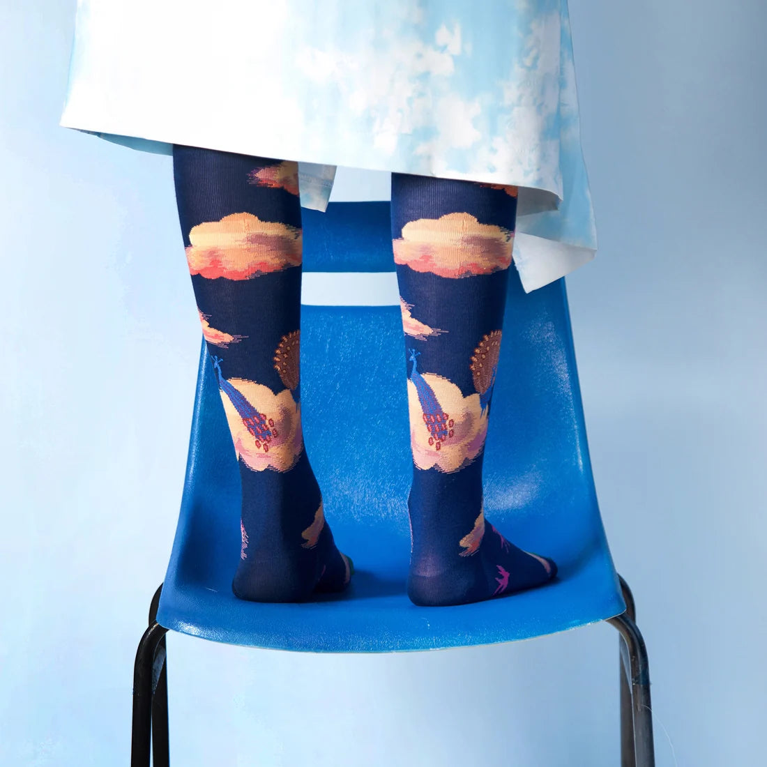 Dark Blue Clouds Kneehighs CO902