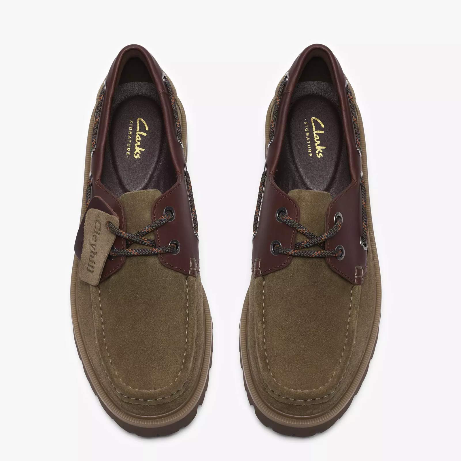 Cleyhill Boat Leather olive combination Clarks Originals
