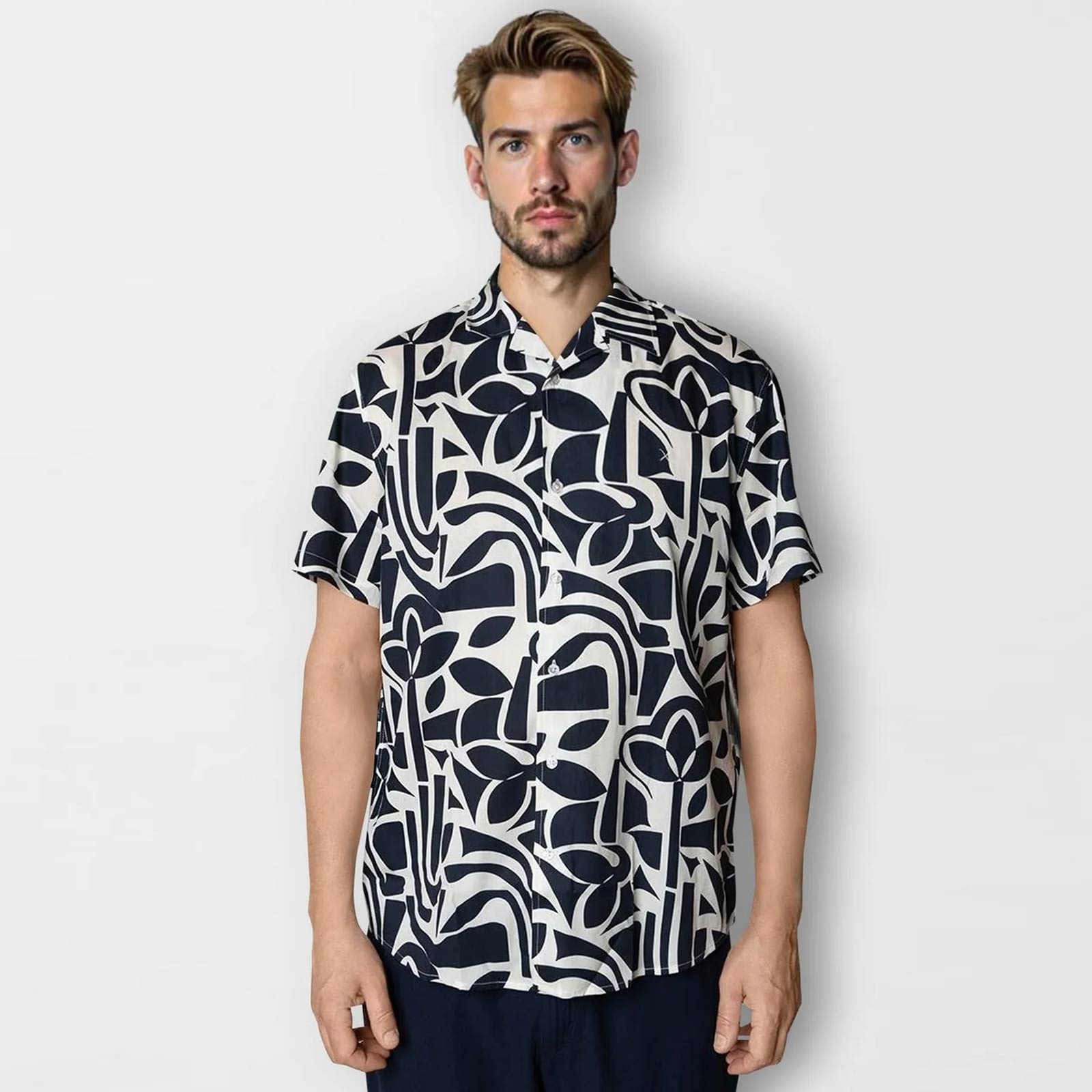 Bowling Noah SS Shirt navy/ecru