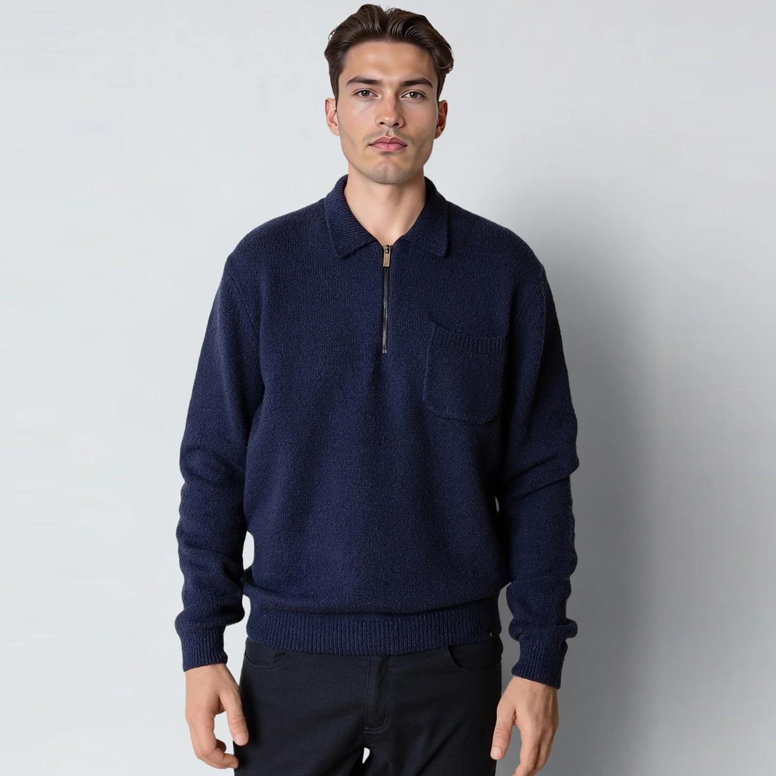 Bryan Knitted Polo navy Clean Cut Copenhagen