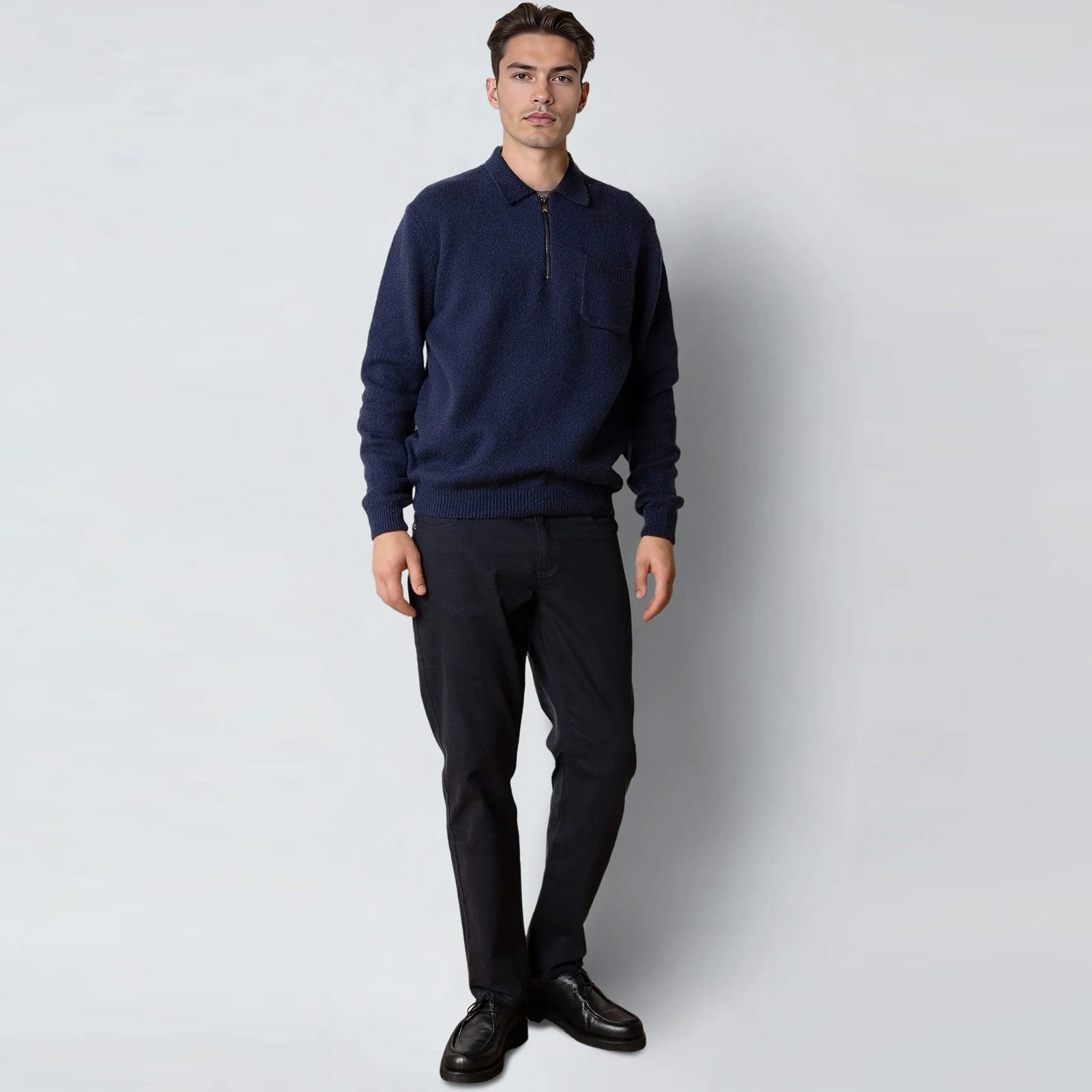 Bryan Knitted Polo navy Clean Cut Copenhagen