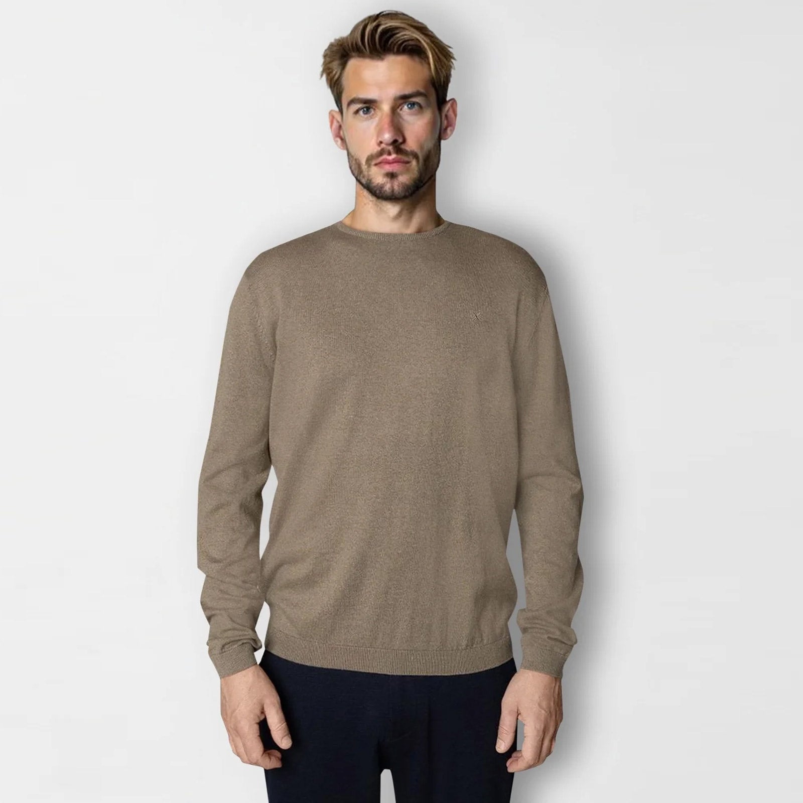 Claude Crewneck Jumper dark beige melange Clean Cut Copenhagen