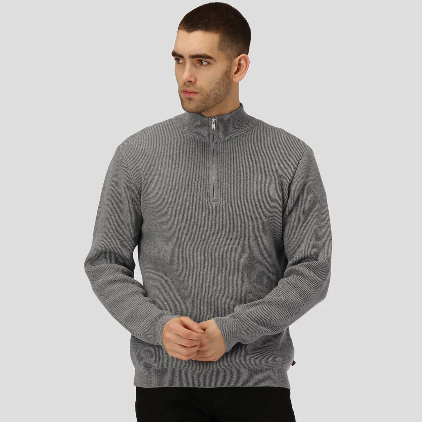 Mario Half Zip Jumper light grey mel Clean Cut Copenhagen