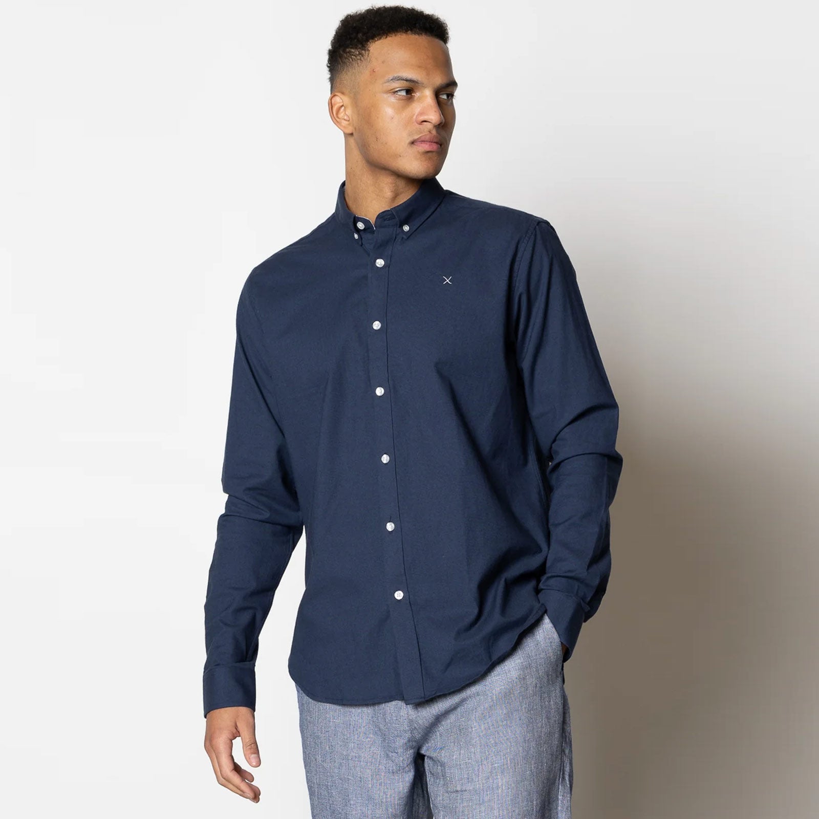 Oxford Stretch Plain Shirt navy Clean Cut Copenhagen