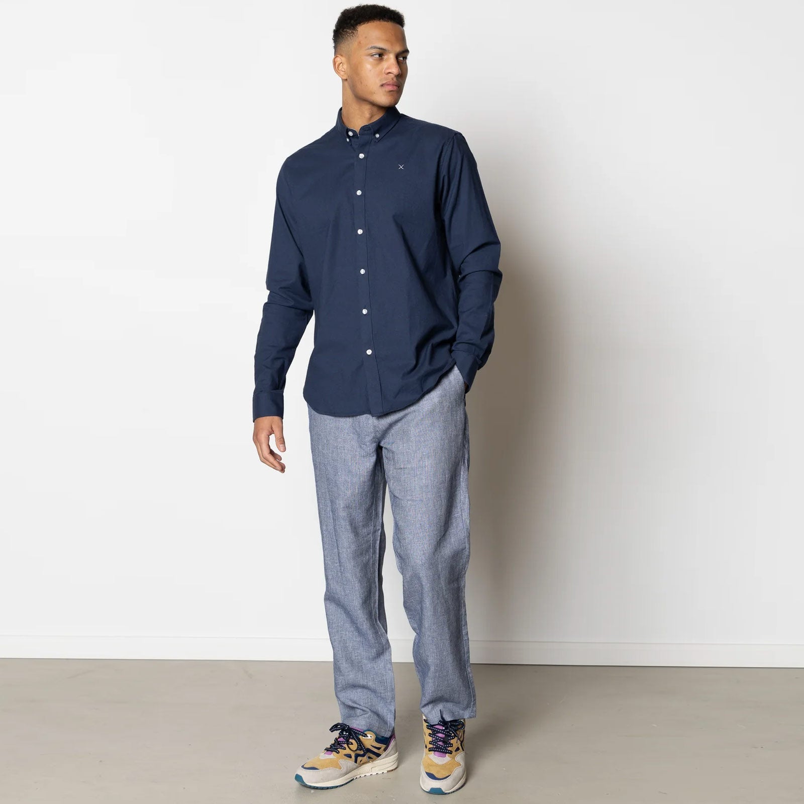 Oxford Stretch Plain Shirt navy Clean Cut Copenhagen