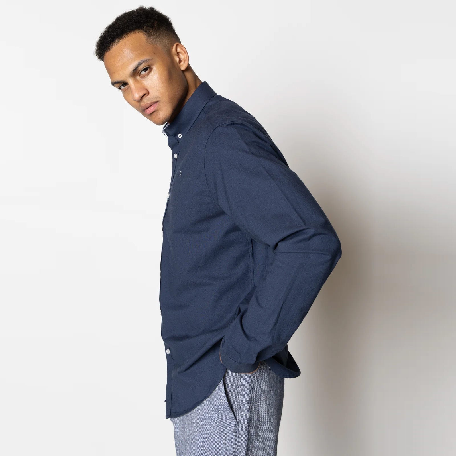 Oxford Stretch Plain Shirt navy Clean Cut Copenhagen