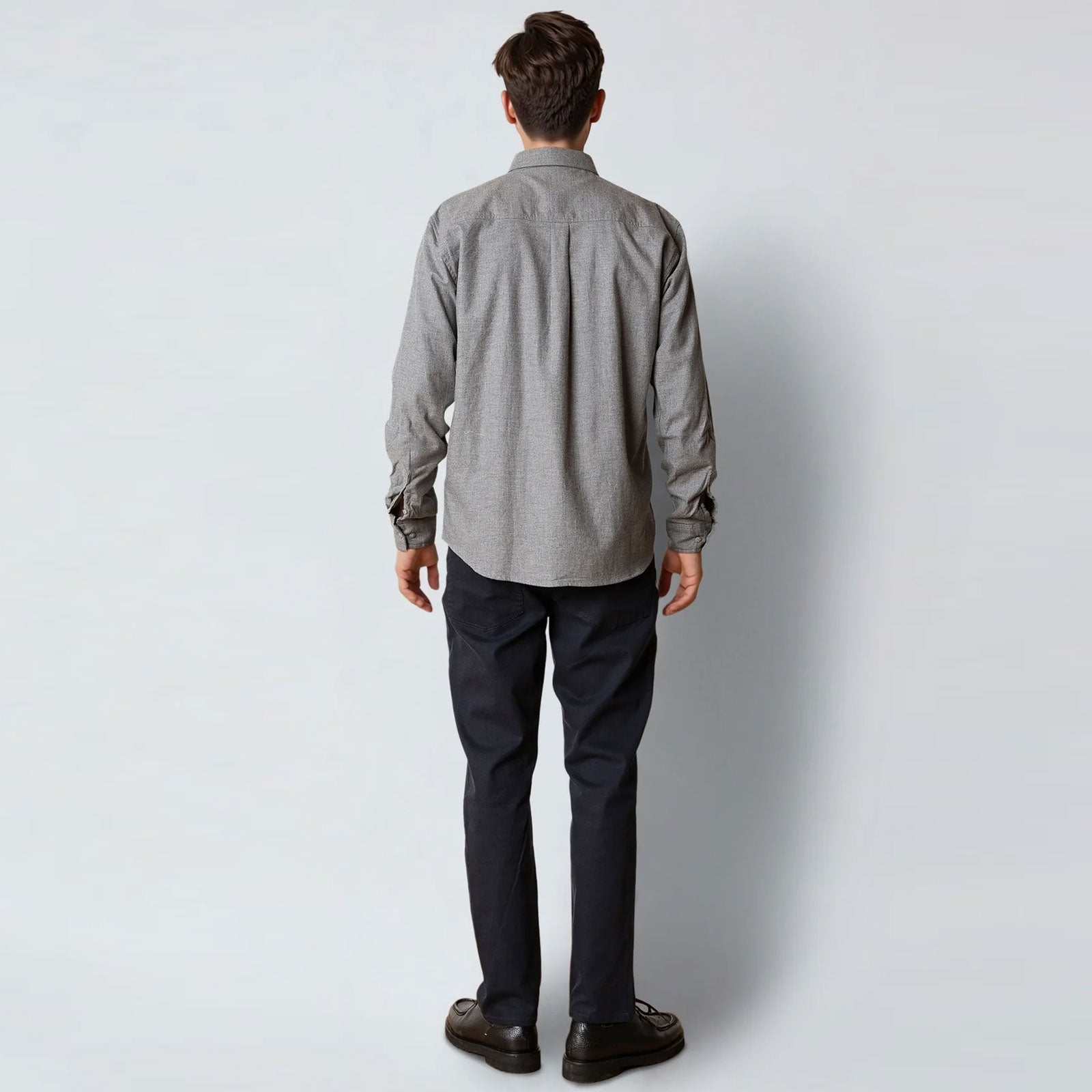 Russel Flannel Shirt dark grey melange Clean Cut Copenhagen