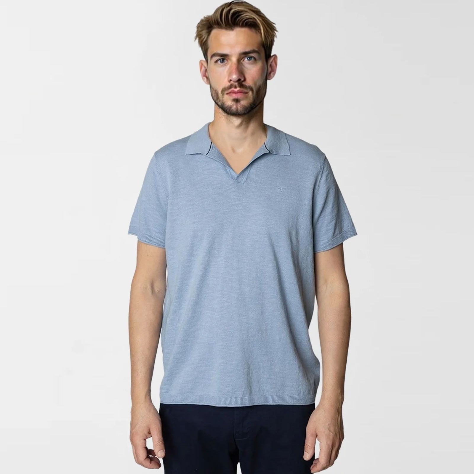 Thomas Knitted Polo T-Shirt light blue