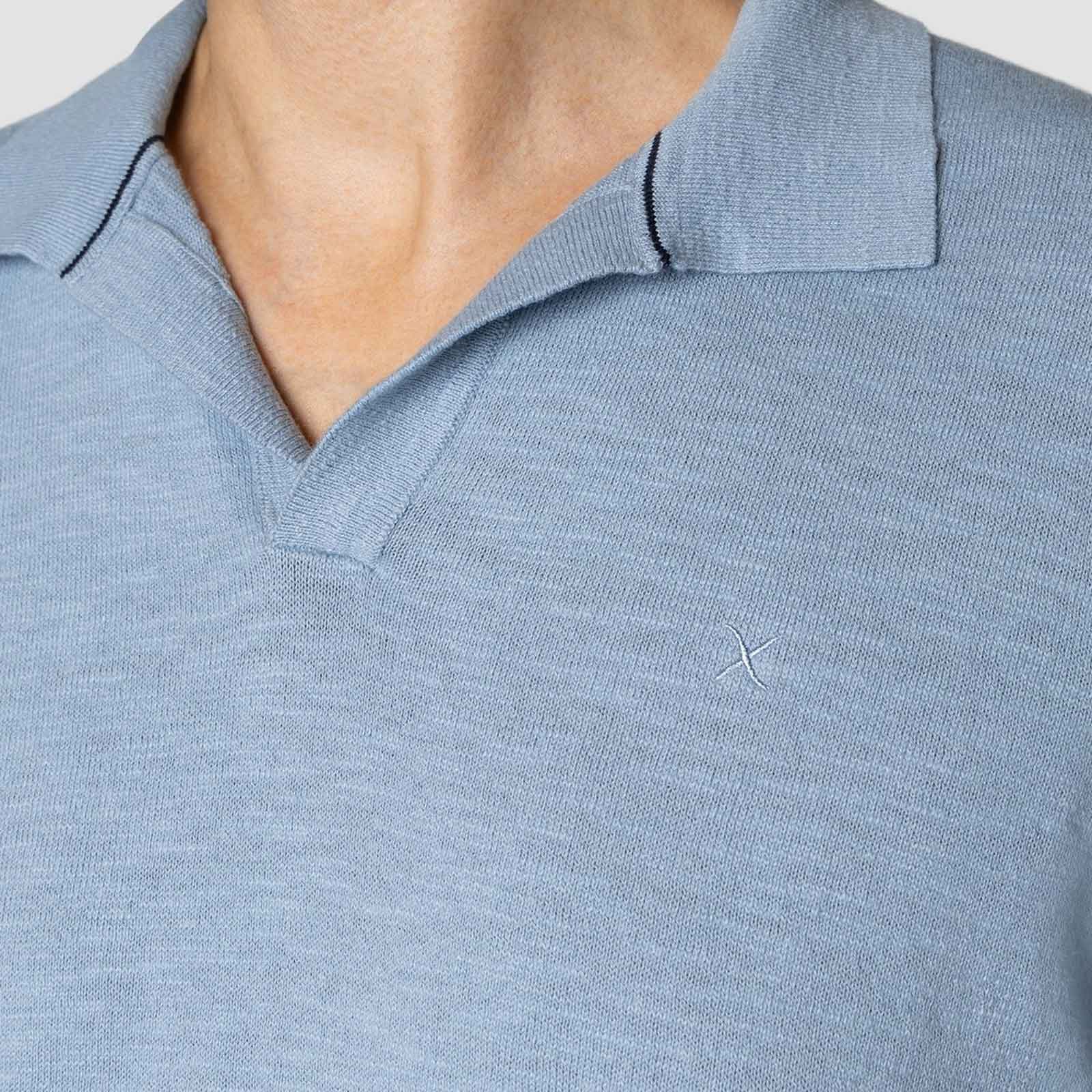 Thomas Knitted Polo T-Shirt light blue