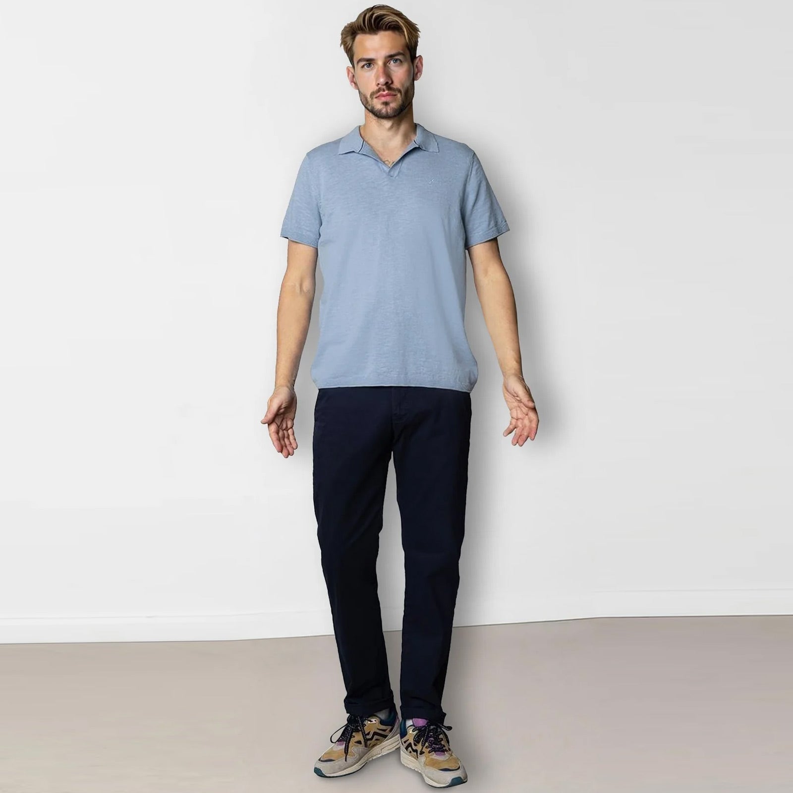 Thomas Knitted Polo T-Shirt light blue