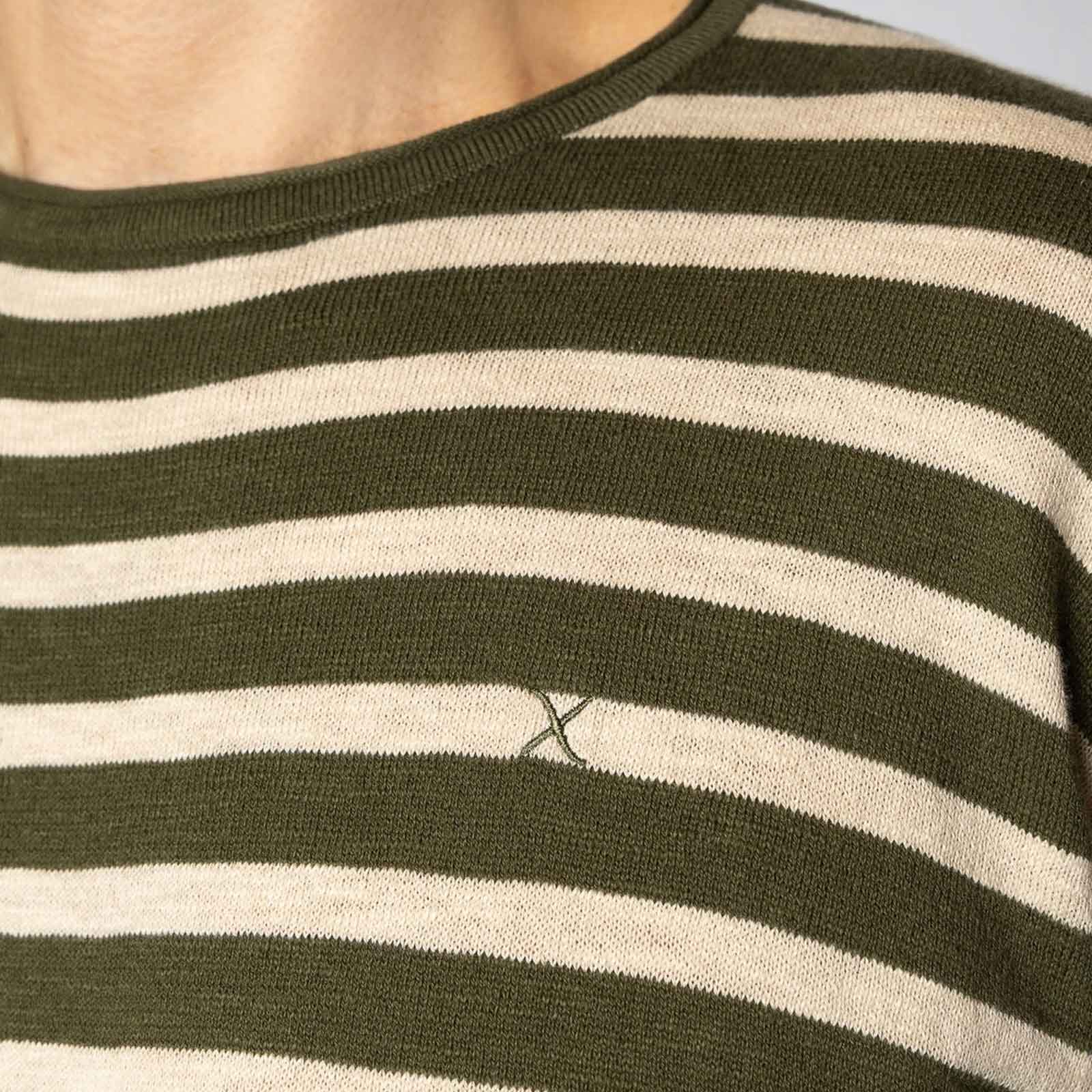 Thomas Knitted Striped T-Shirt army/ecru