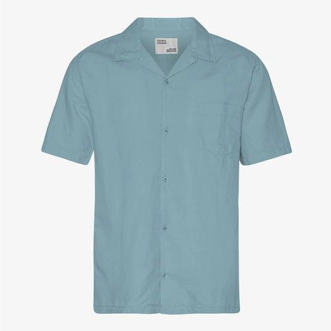 Linen Short Sleeved Shirt steel blue
