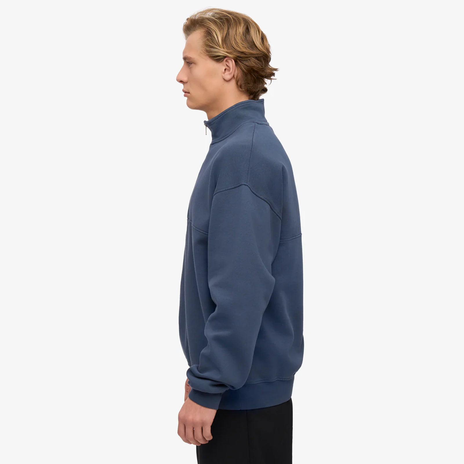 Organic Quarter Zip petrol blue