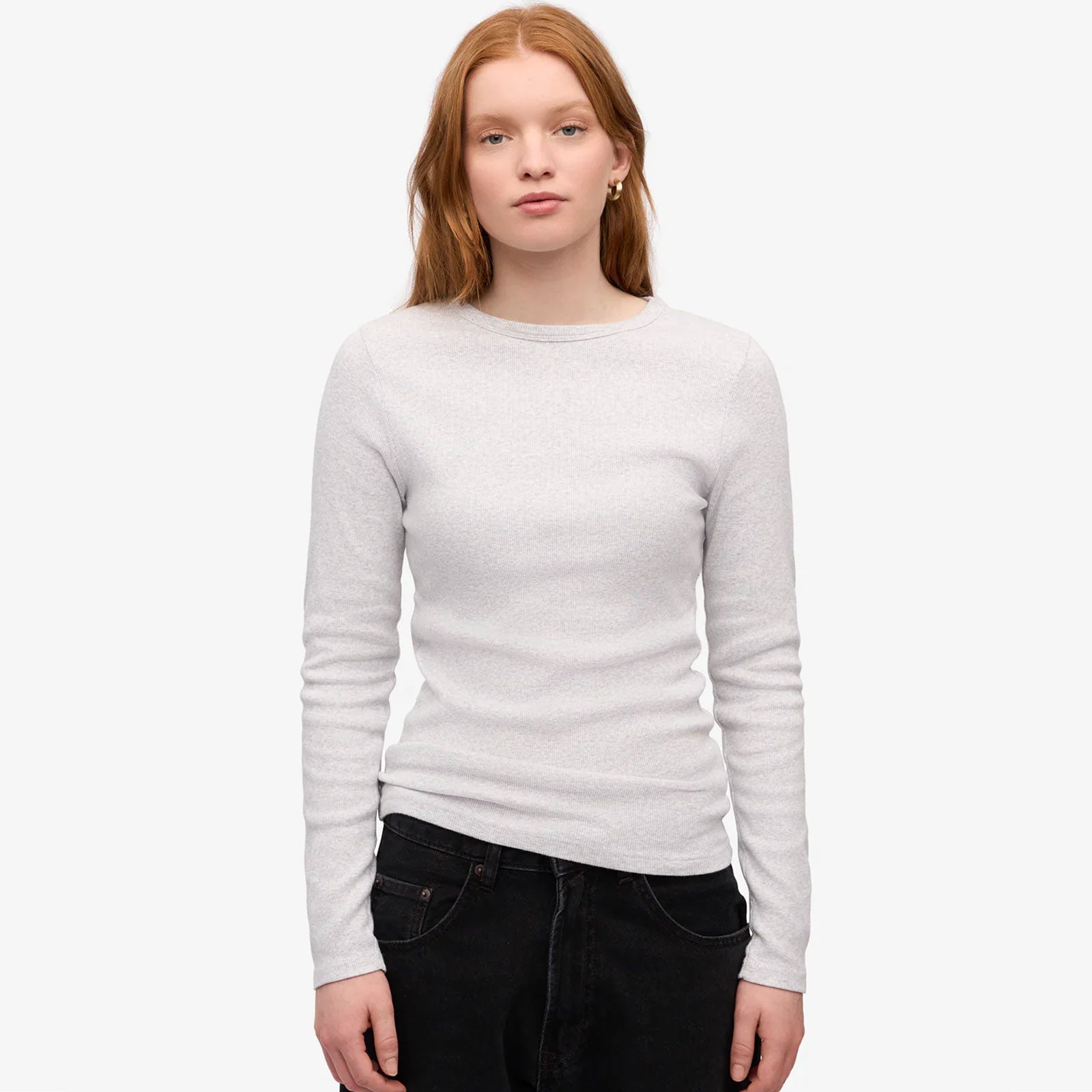 Women Organic Rib LS T-Shirt snow melange Colorful Standard