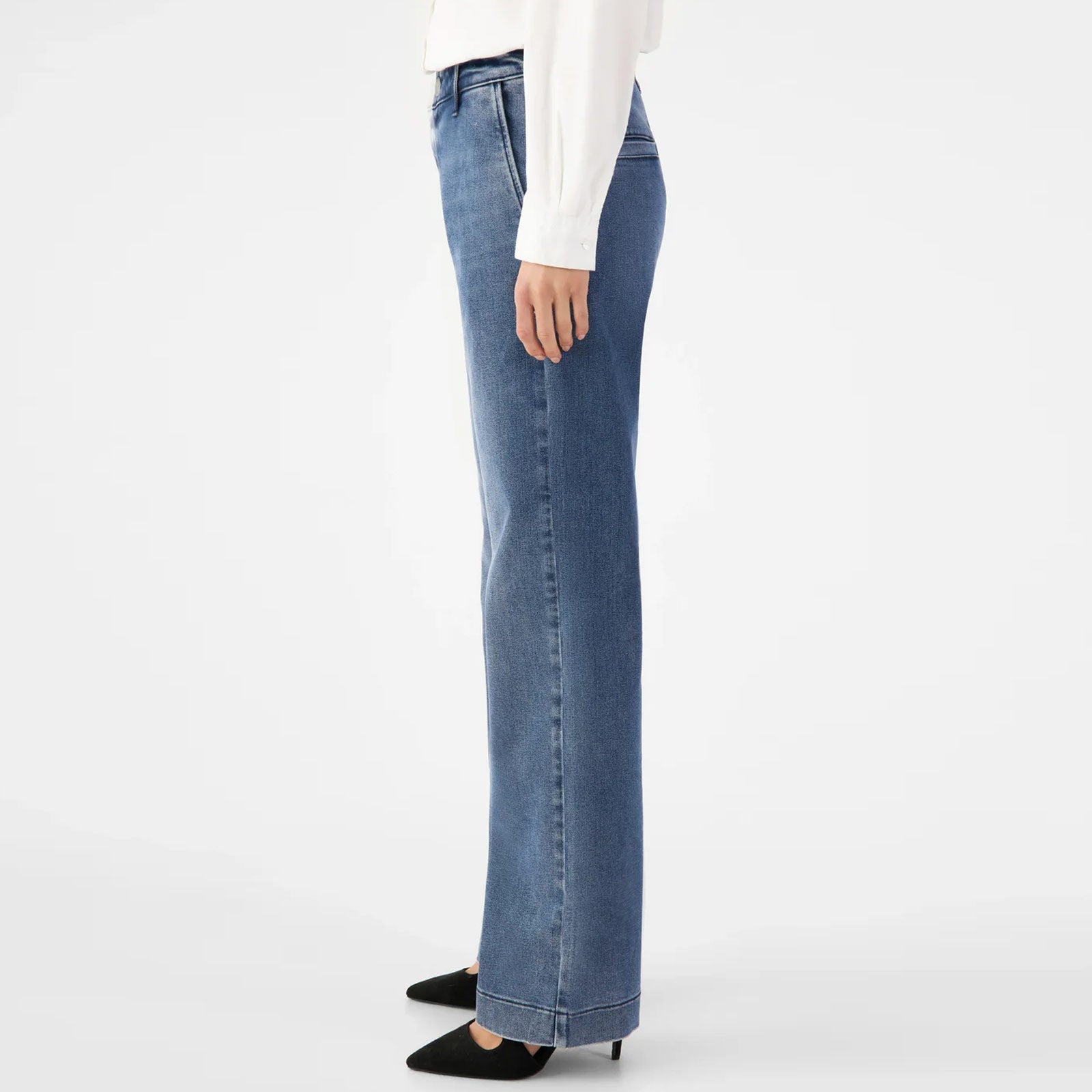 Glow Flared Soft Denim Chino medium blue Dawn Denim