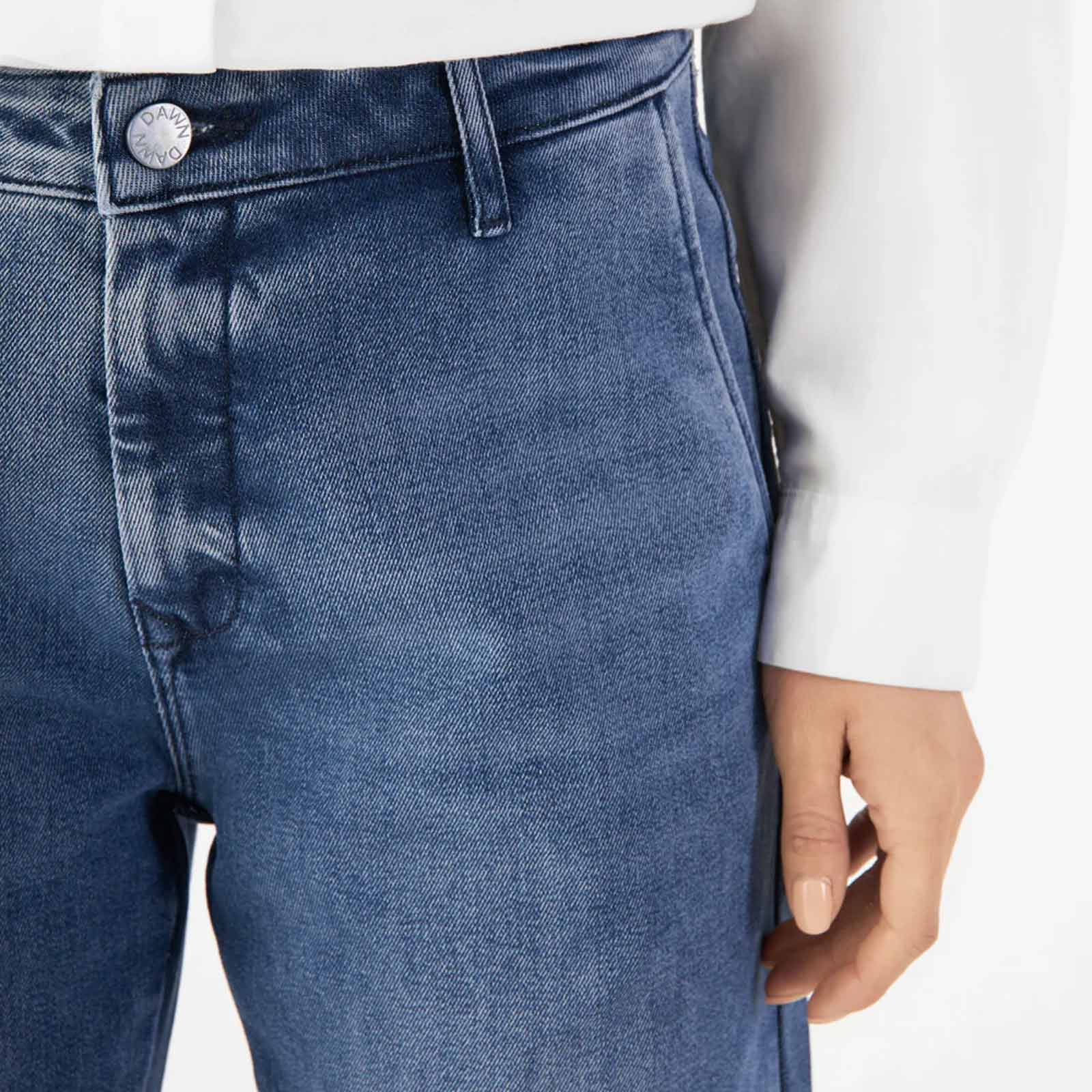 Glow Flared Soft Denim Chino medium blue Dawn Denim