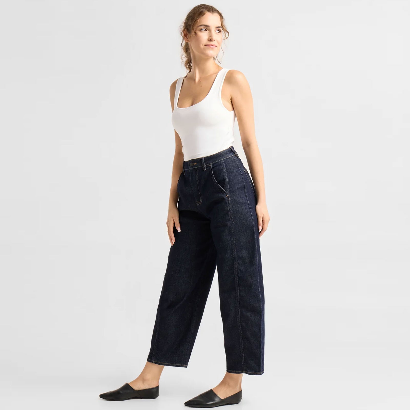 Moondust Soft Denim Wide Barrel Leg Jeans raw blue